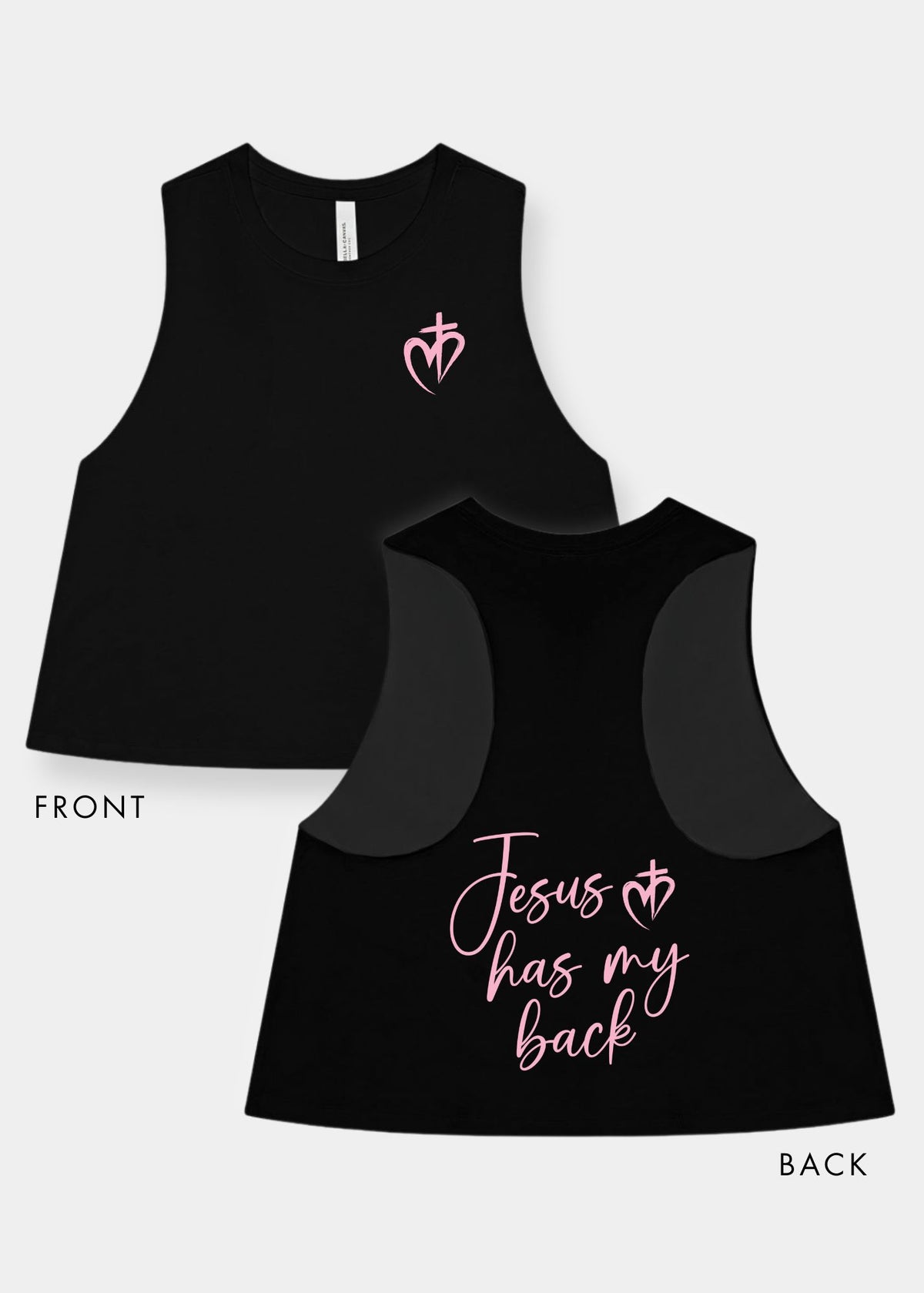 Women's Racerback Cropped Tank - Black + Pink Print