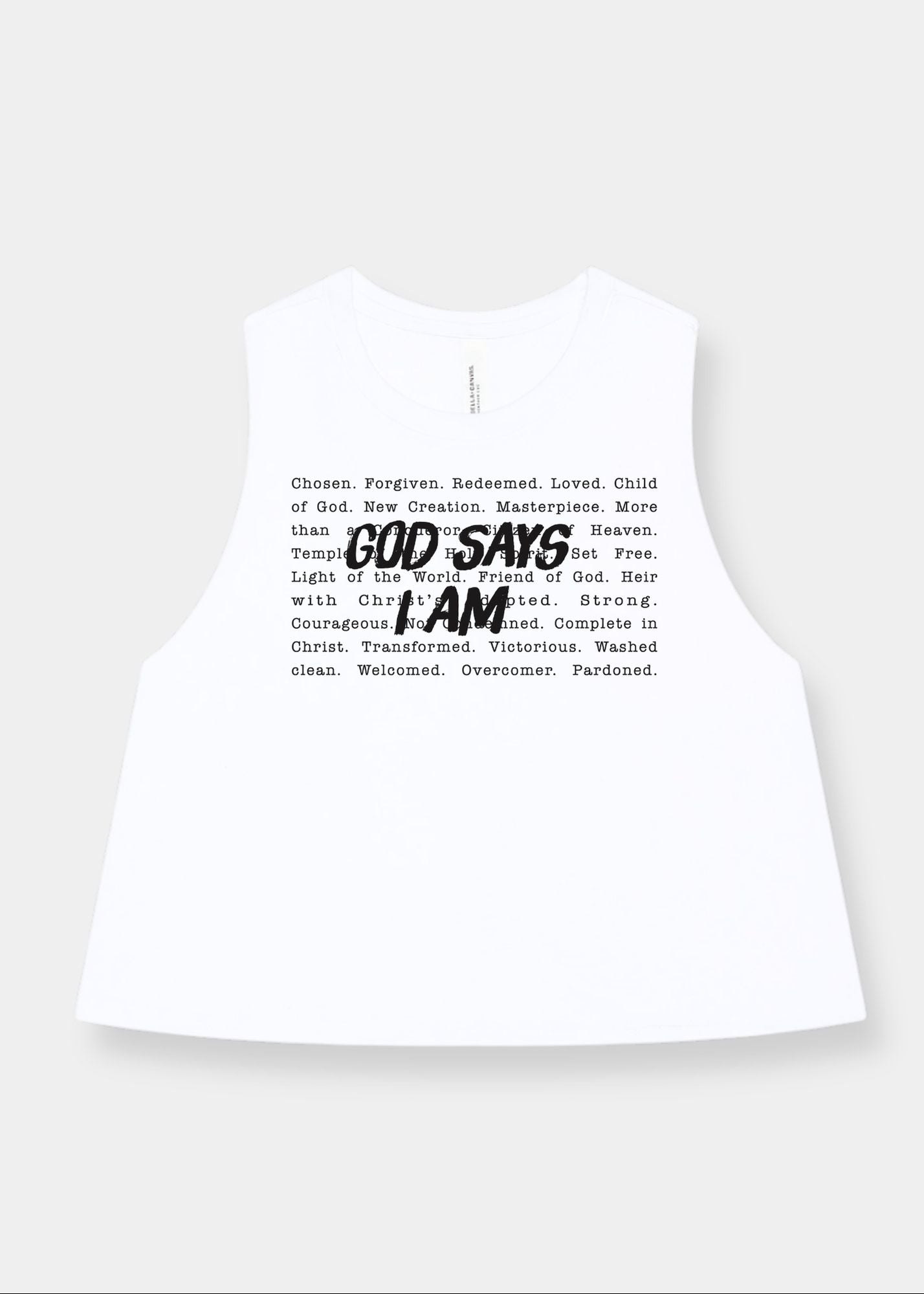 Women's Racerback Cropped Tank - White + Black Print