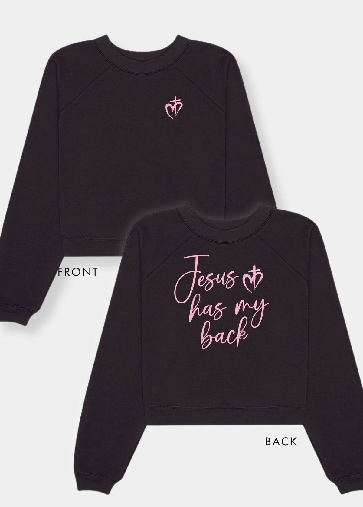 Women's Raglan Pullover Fleece - Black + Pink Print