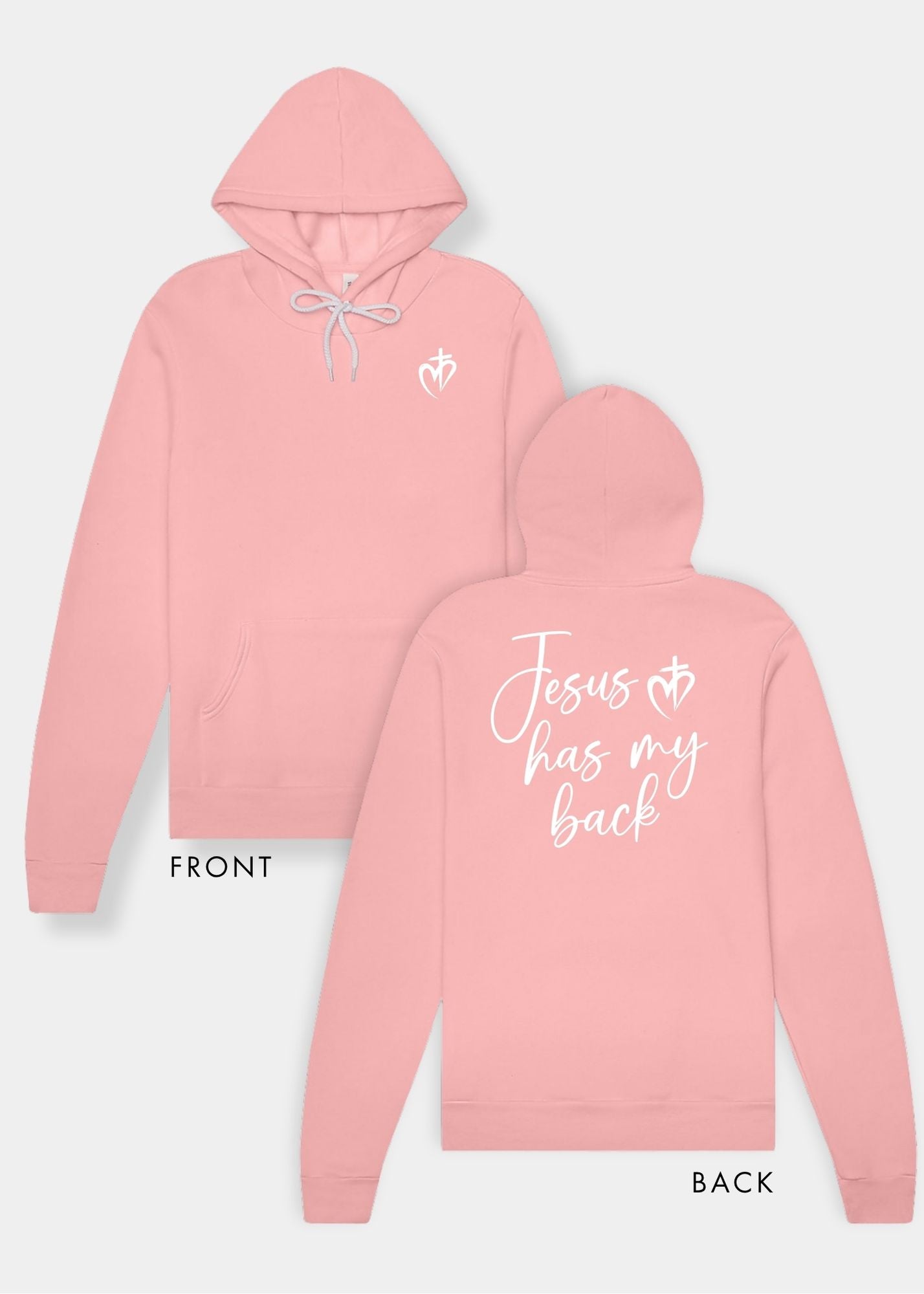 Sponge Fleece Pullover Hoodie - Pink + White Print