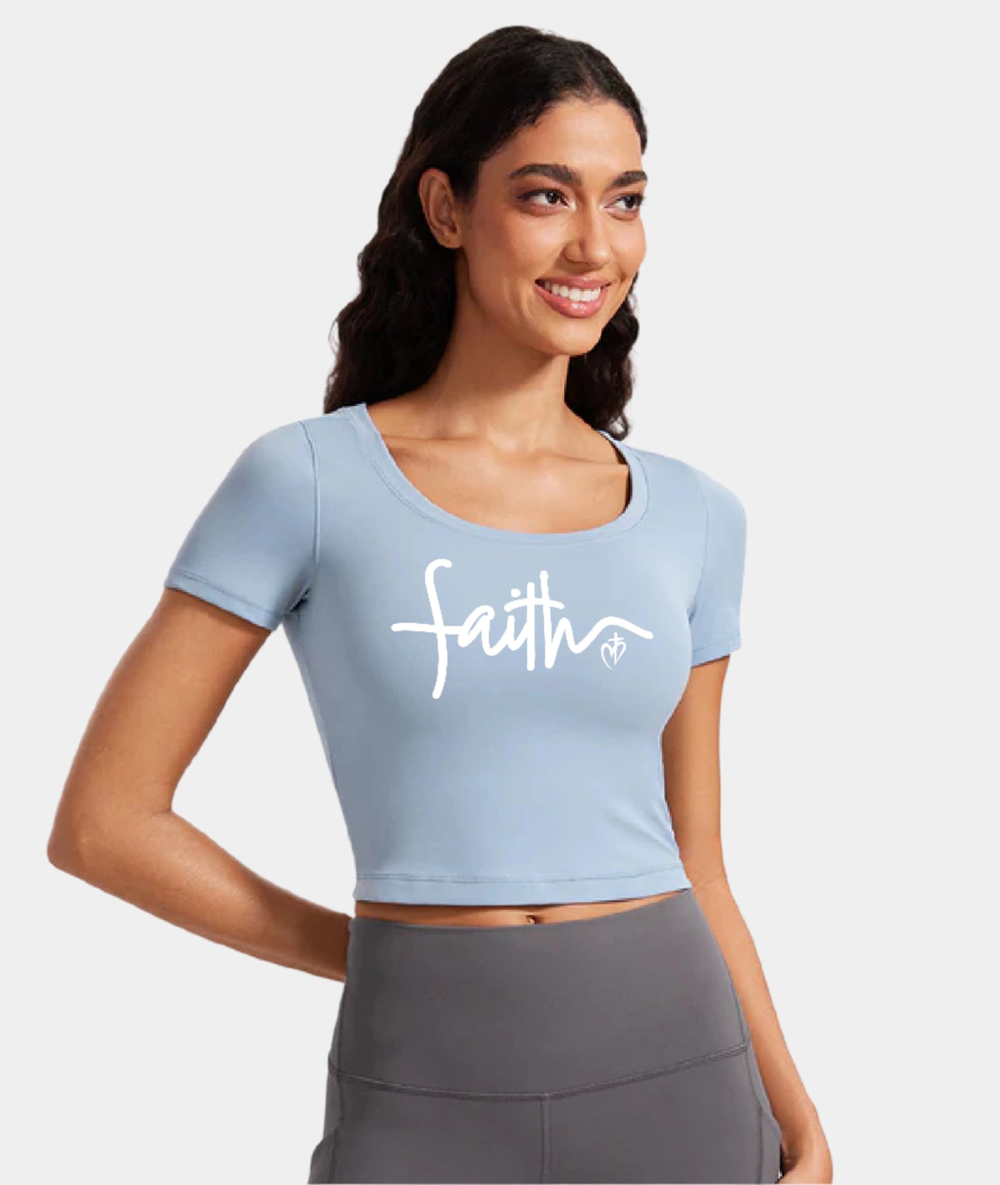 Butterluxe Scoop Neck Cropped Short Sleeves