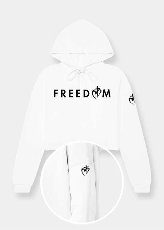 Women's Cropped Fleece Hoodie - FREEDOM