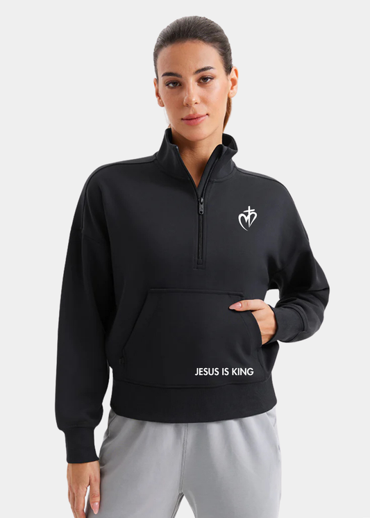SoftAura Half Zip Pullover Sweatshirt - Black