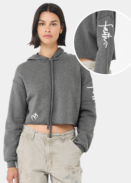 Women's Cropped Fleece Hoodie - Deep Heather
