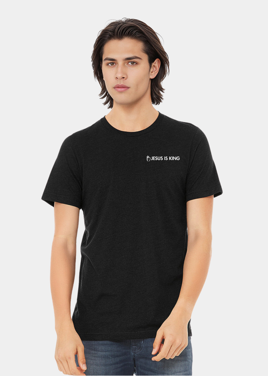Men's Triblend Short Sleeve Tee - Black with White Text