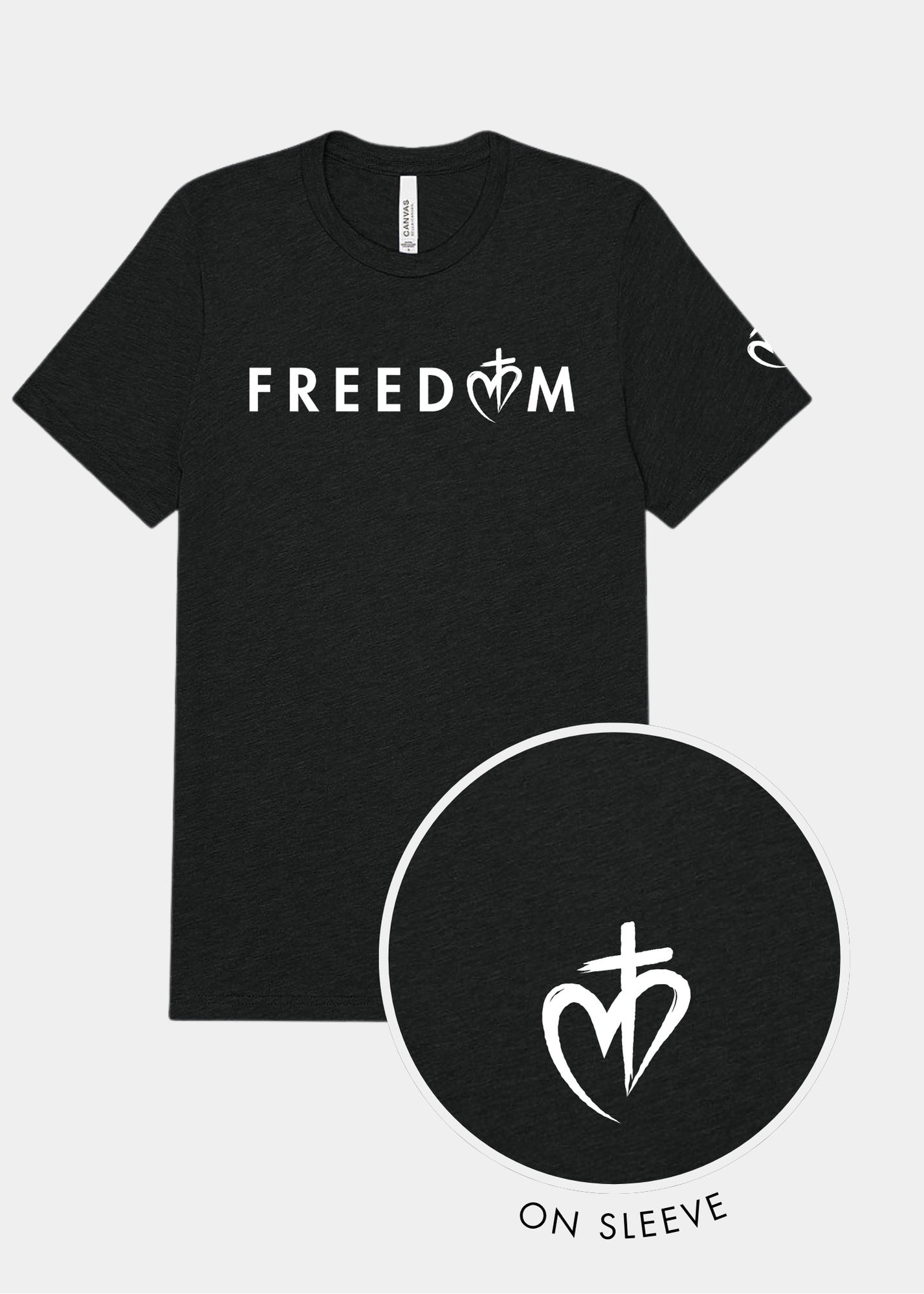 Freedom Unisex Triblend Tee - Charcoal Black + White Print