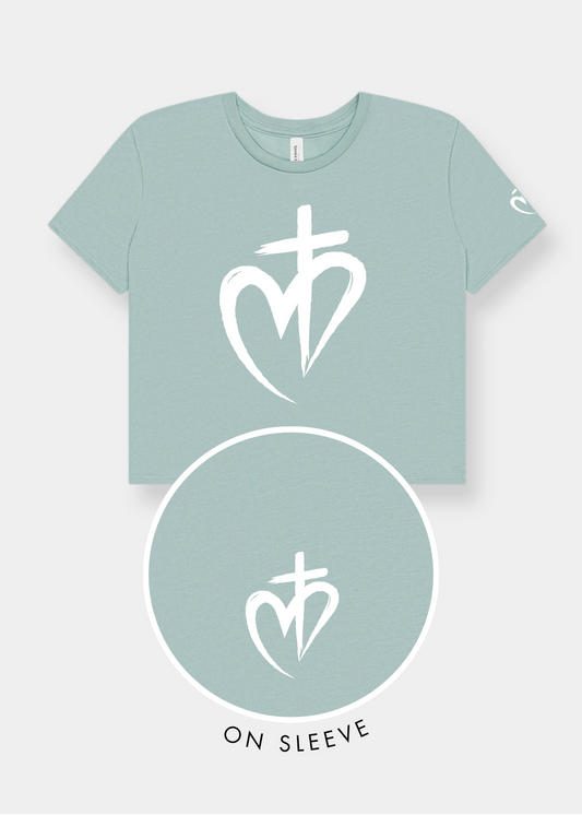 Women's Flowy Cropped Tee - Dusty Blue