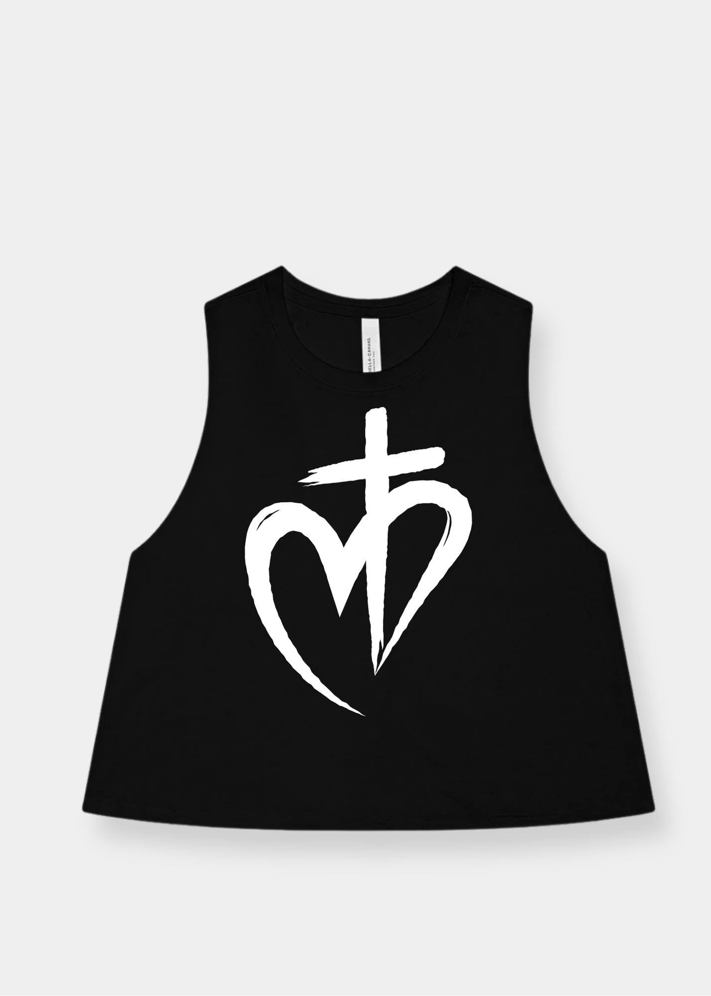 Women's Racerback Cropped Tank - Black + White Print