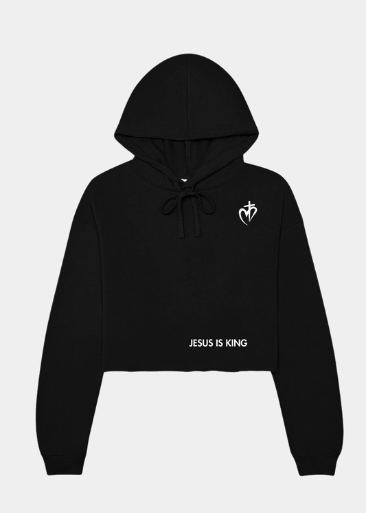 Women's Cropped Fleece Hoodie - Black