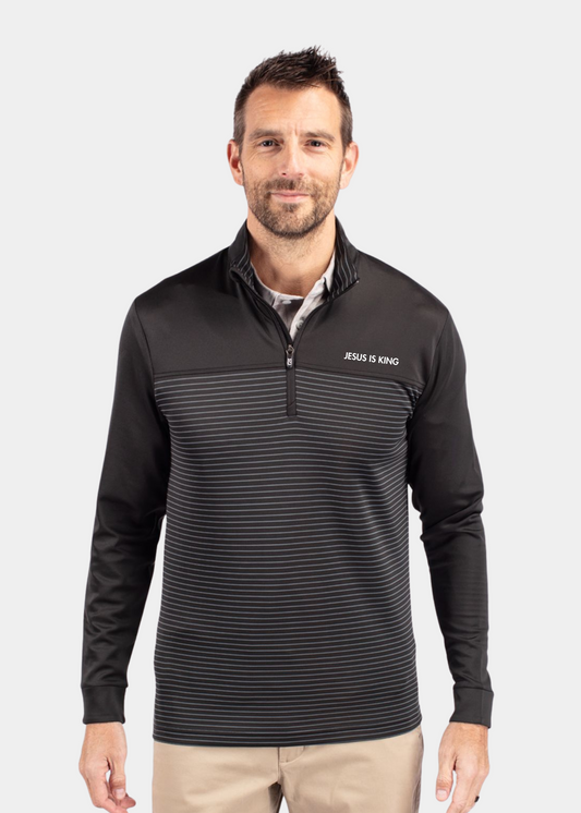 Traverse Stretch Eco Stripe Quarter Zip Mens Pullover