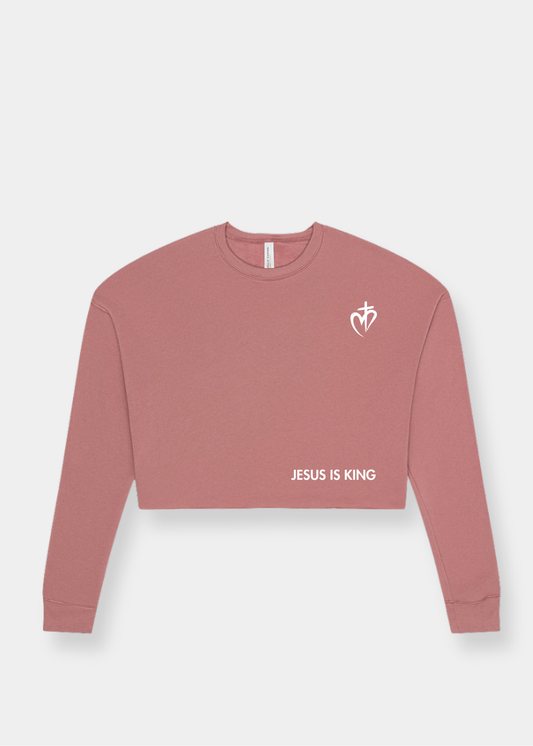 Women's Cropped Crew Fleece - Mauve
