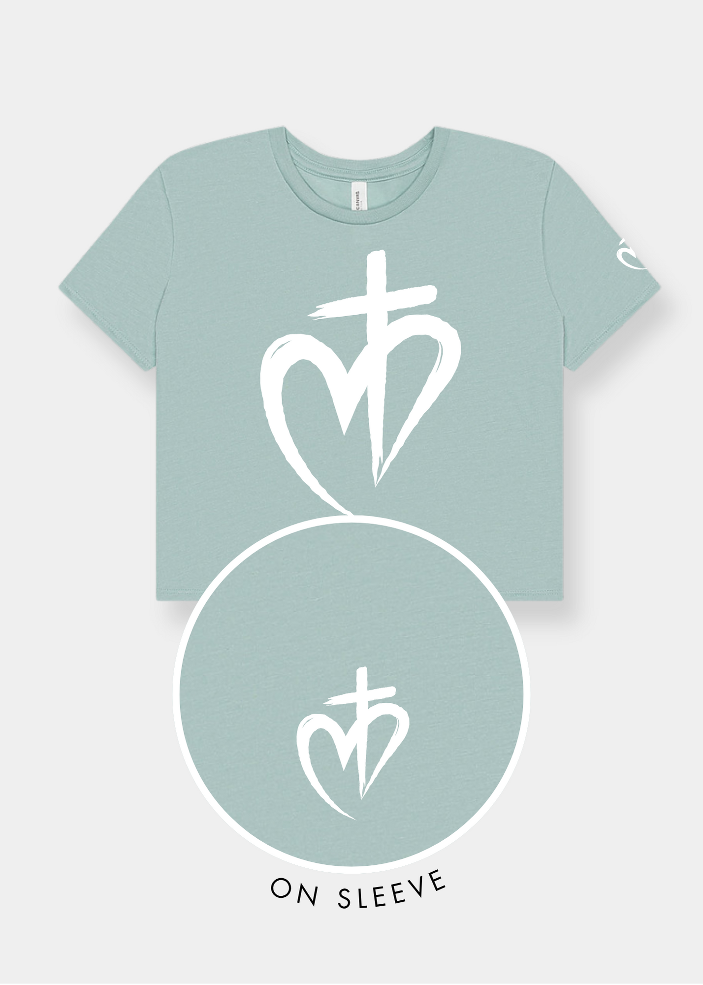 Women's Flowy Cropped Tee - Dusty Blue + White Print