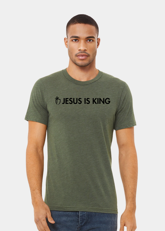 Men's Triblend Short Sleeve Tee - Military Green with Black Text