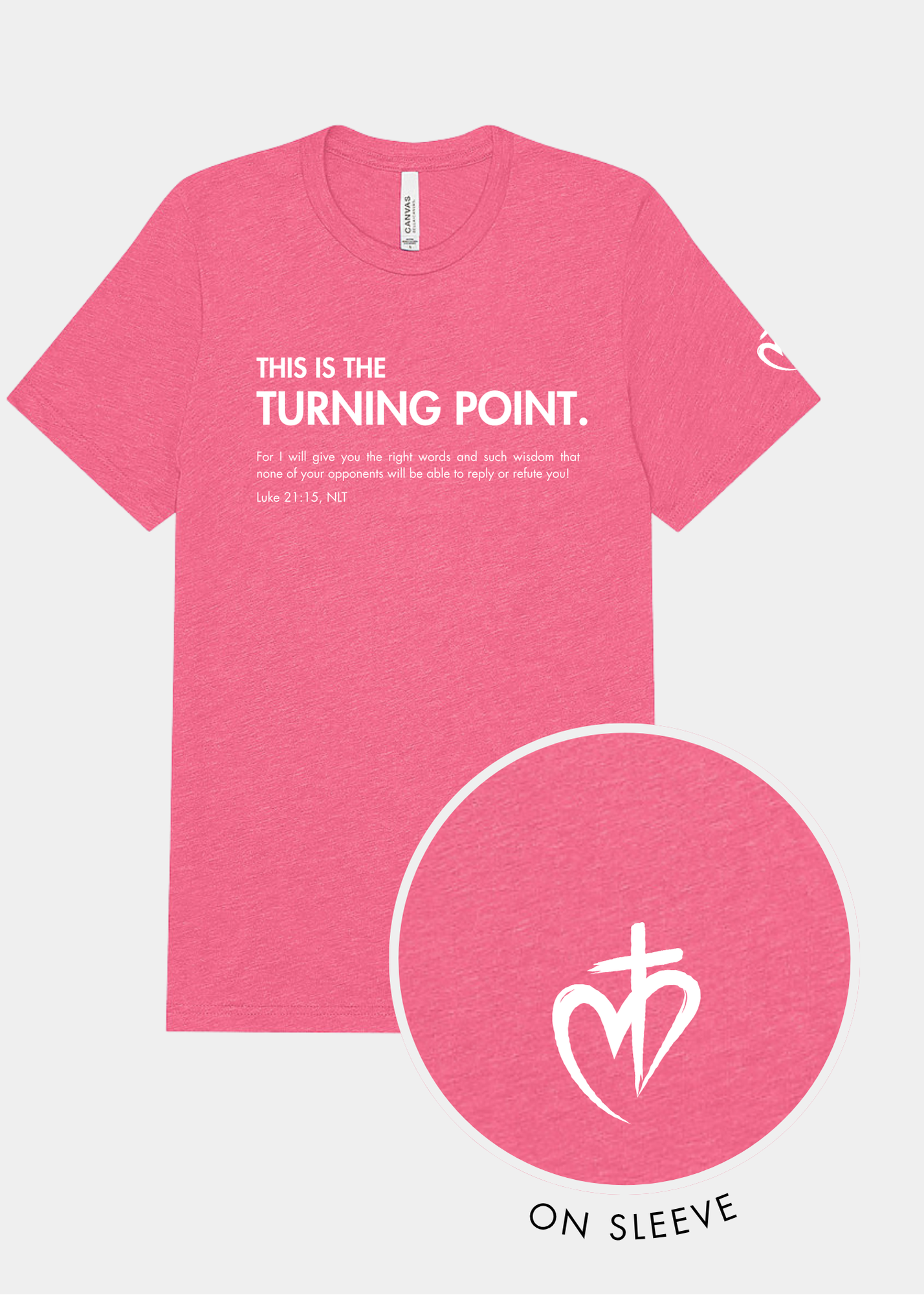 Freedom Unisex Triblend Tee - Charity Pink + White Print