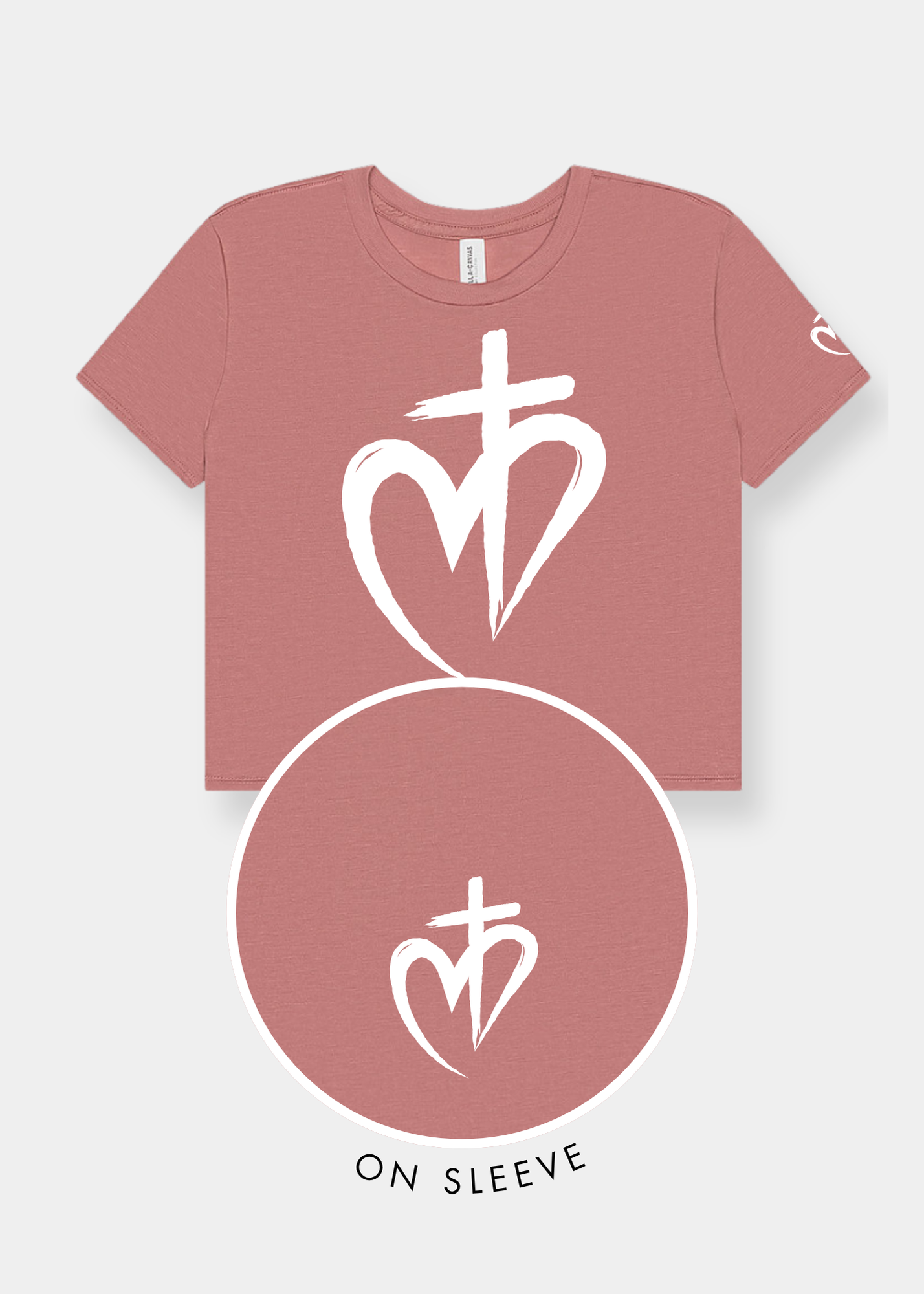 Women's Flowy Cropped Tee - Mauve + White Print