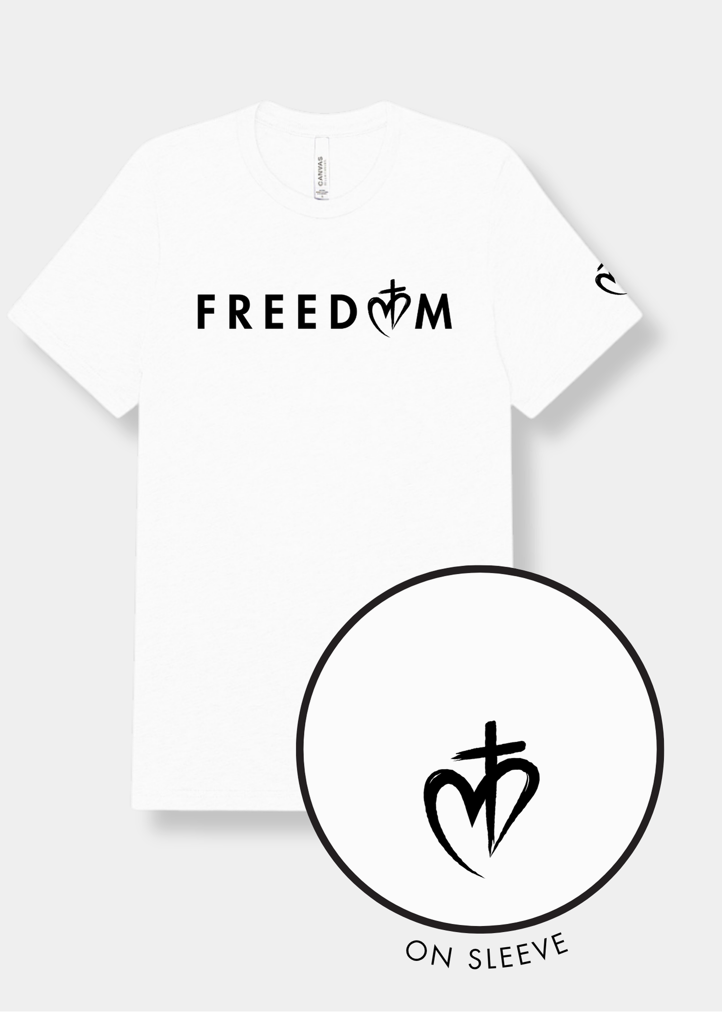 Freedom Unisex Triblend Tee - Solid White + Black Print