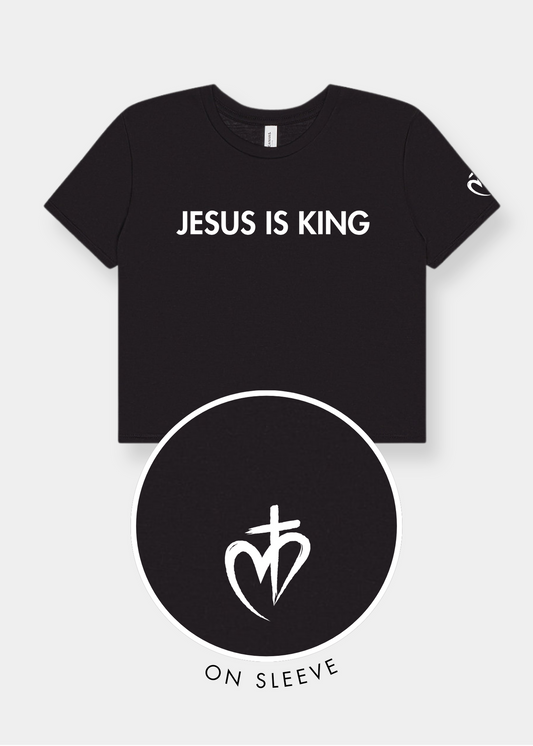 Women's Flowy Cropped Tee - Black + White Print