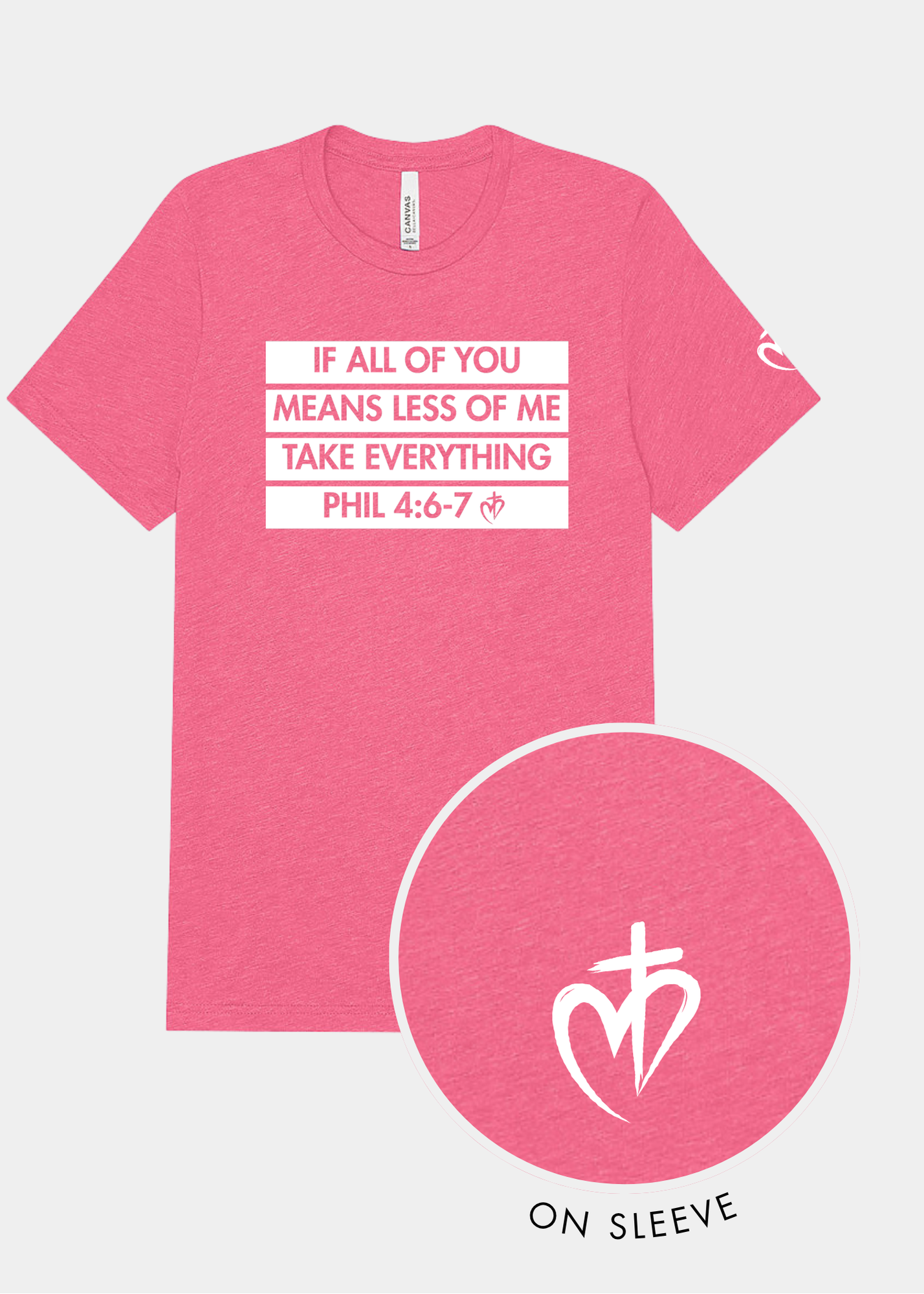 Freedom Unisex Triblend Tee - Charity Pink + White Print