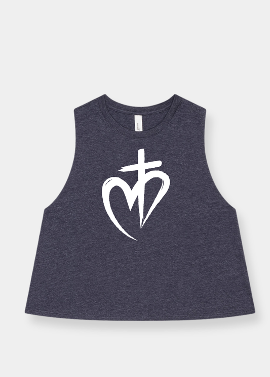 Women's Racerback Cropped Tank - Heather Navy