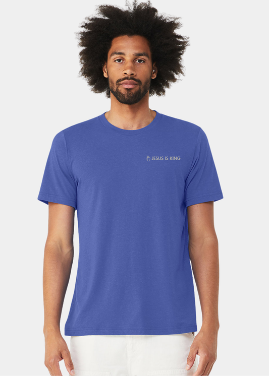 Men's Triblend Short Sleeve Tee - Blue with Gray Text