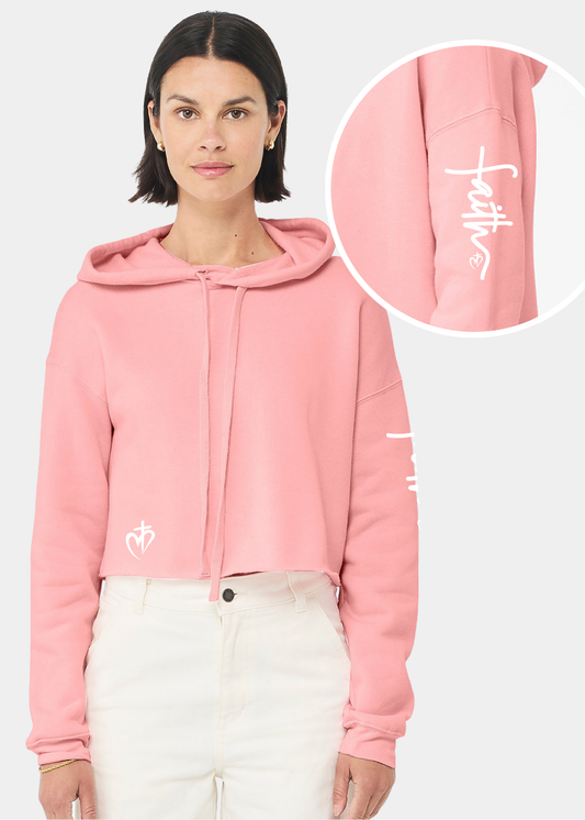 Women's Cropped Fleece Hoodie - Pink