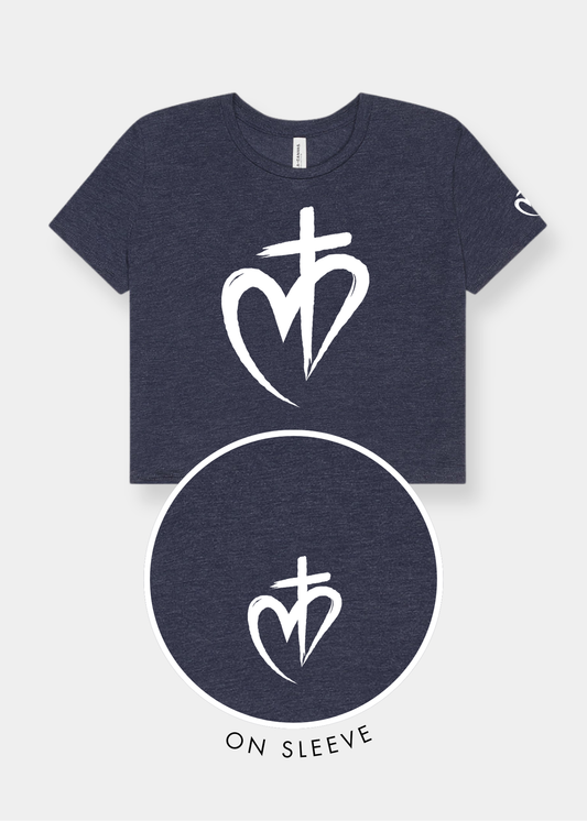 Women's Flowy Cropped Tee - Heather Navy