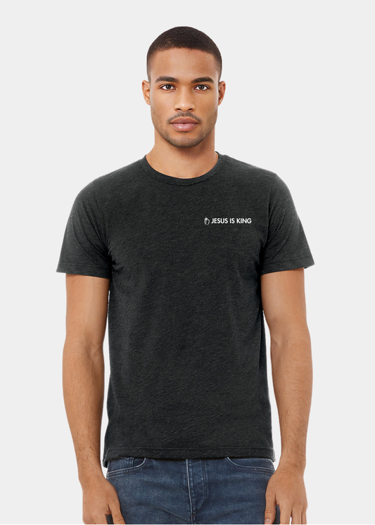 Men's Triblend Short Sleeve Tee - Charcoal Black with White Text