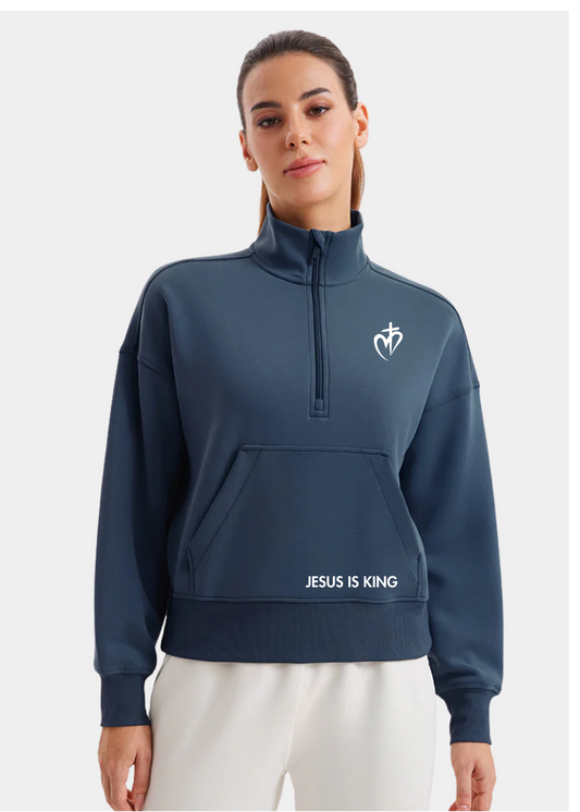 SoftAura Half Zip Pullover Sweatshirt - Ink Blue