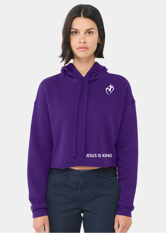 Women's Cropped Fleece Hoodie - Purple