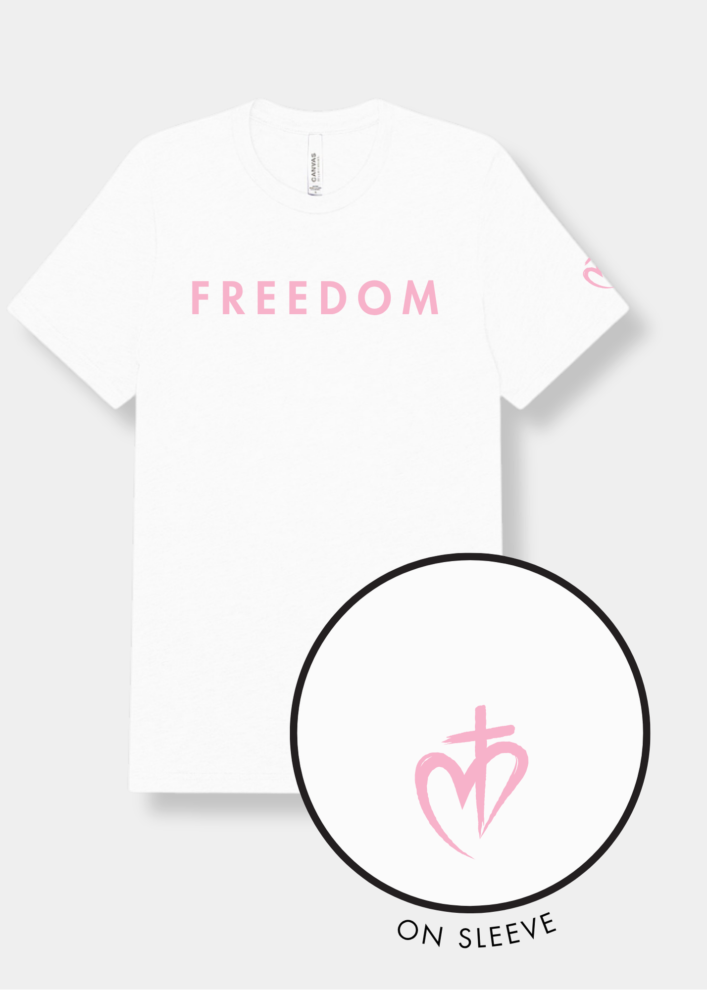 Freedom Unisex Triblend Tee - Solid White + Pink Print