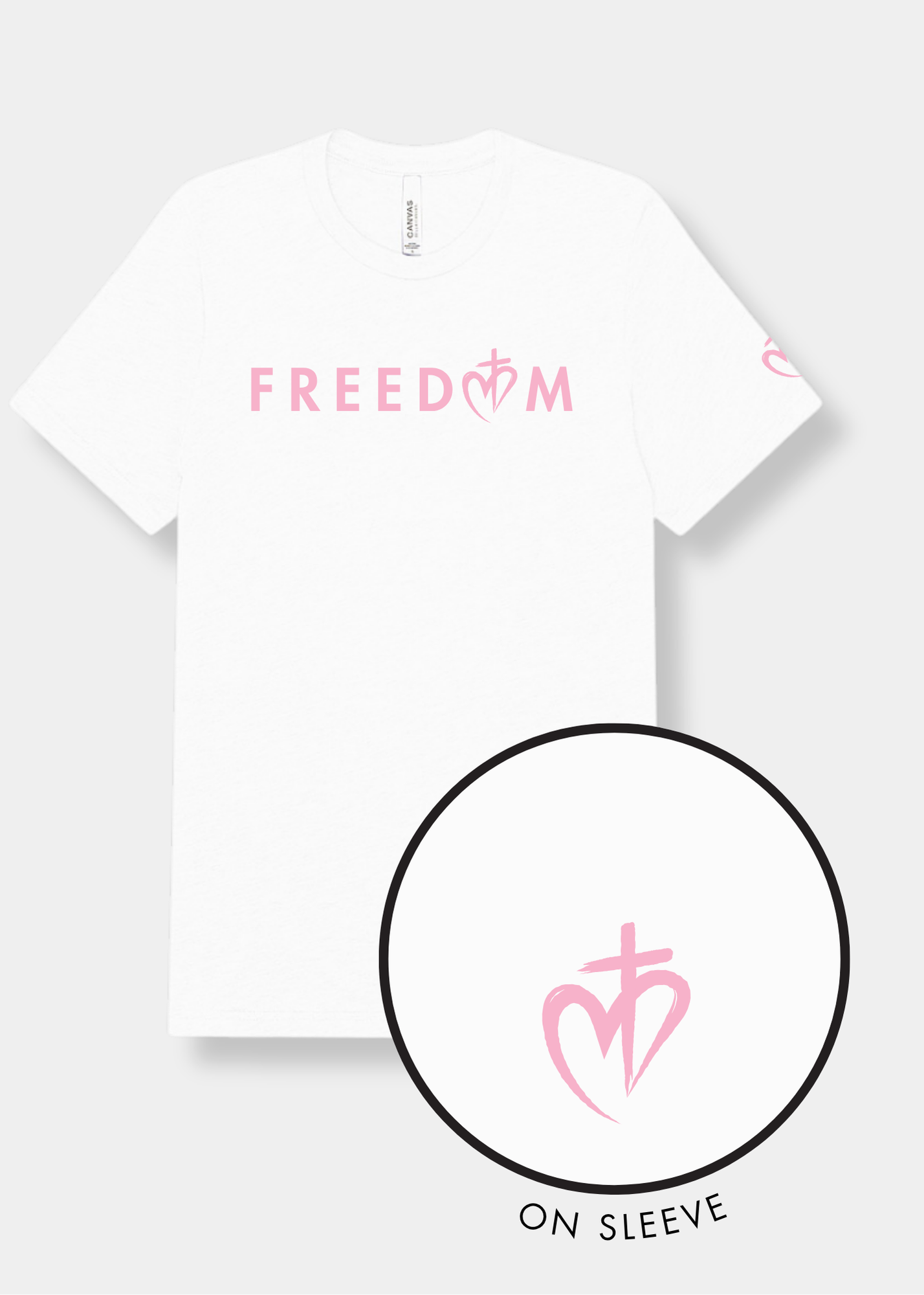 Freedom Unisex Triblend Tee - Solid White + Pink Print