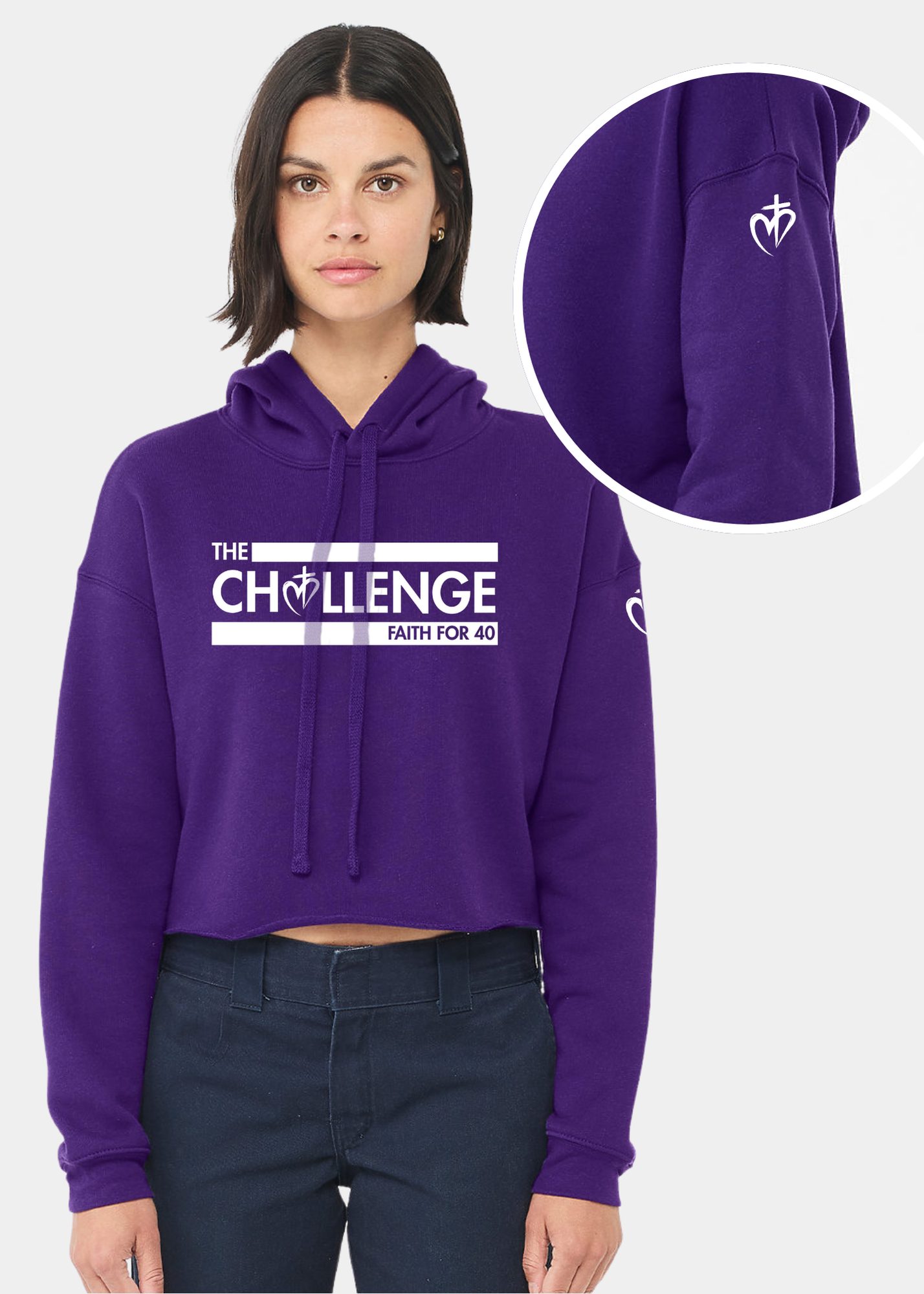 Women's Cropped Fleece Hoodie - FAITH FOR 40 CHALLENGE