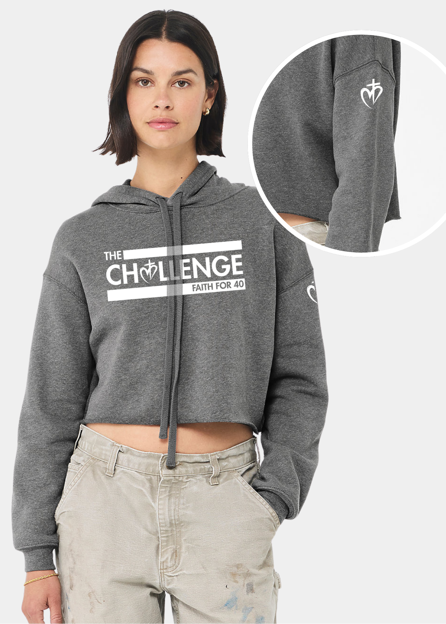 Women's Cropped Fleece Hoodie - FAITH FOR 40 CHALLENGE