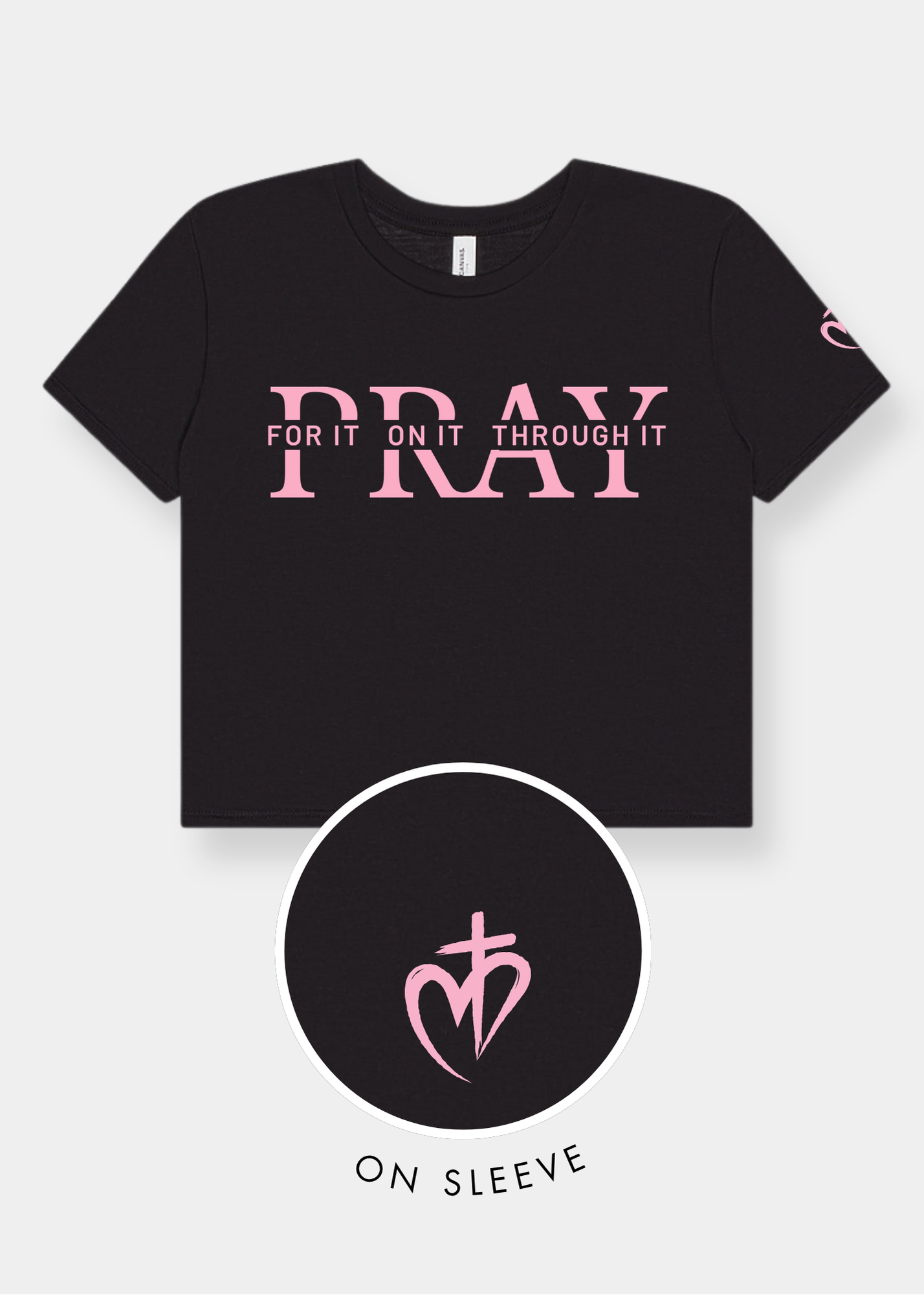 Women's Flowy Cropped Tee - Black + Pink Print