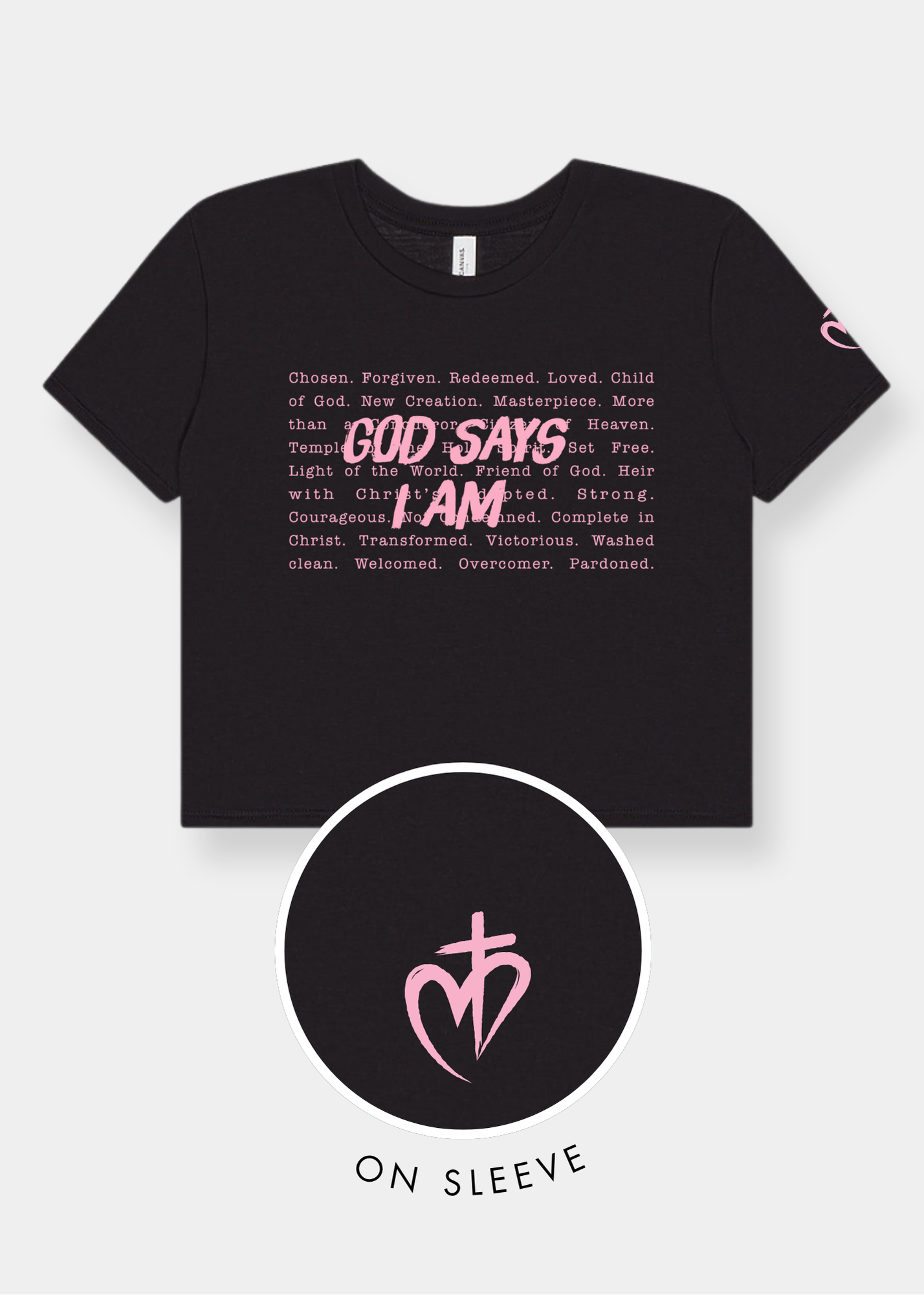 Women's Flowy Cropped Tee - Black + Pink Print