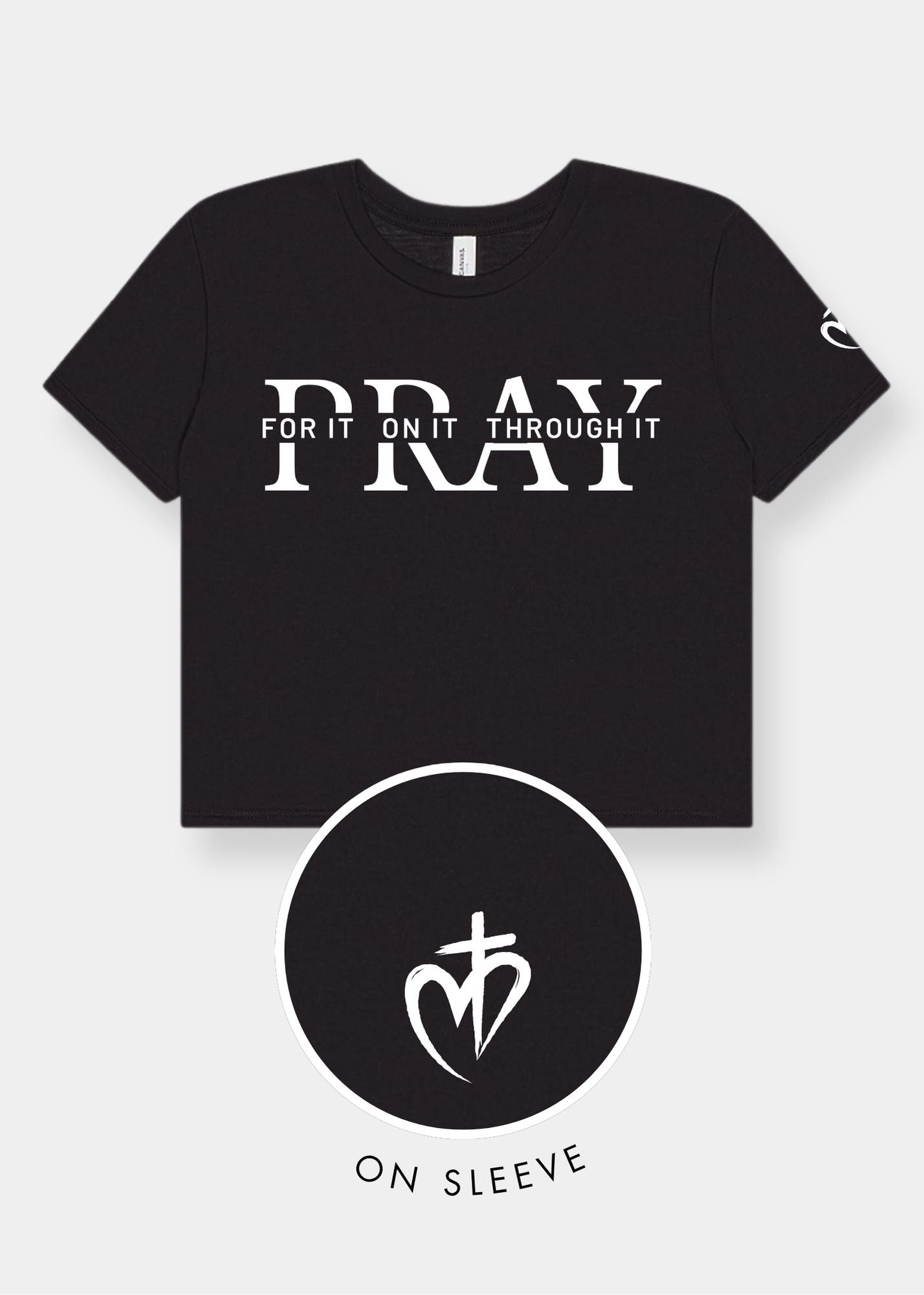 Women's Flowy Cropped Tee - Black + White Print