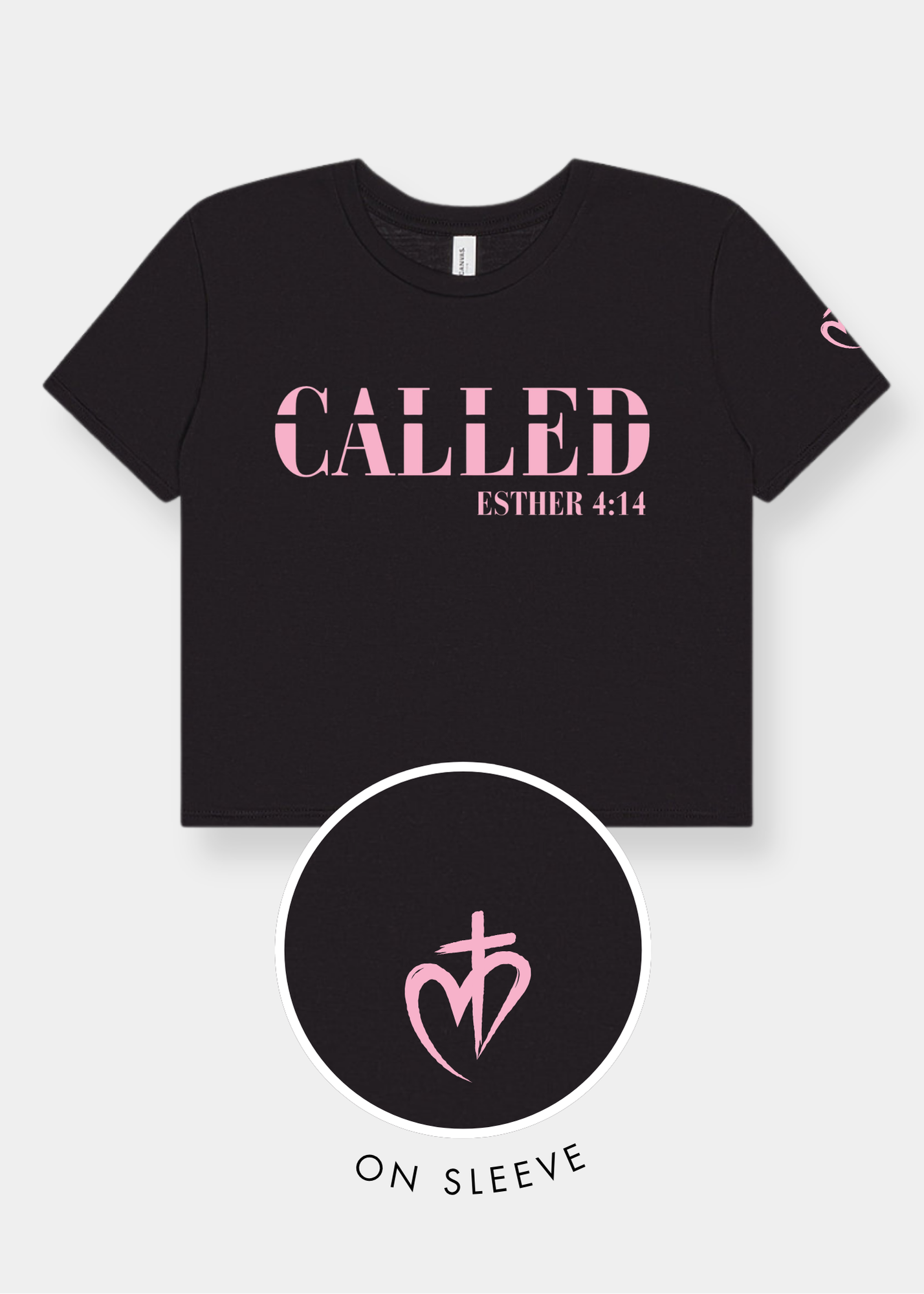 Women's Flowy Cropped Tee - Black + Pink Print
