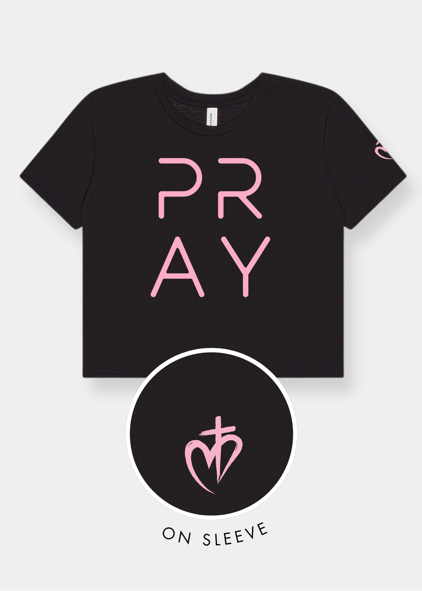 Women's Flowy Cropped Tee - Black + Pink Print