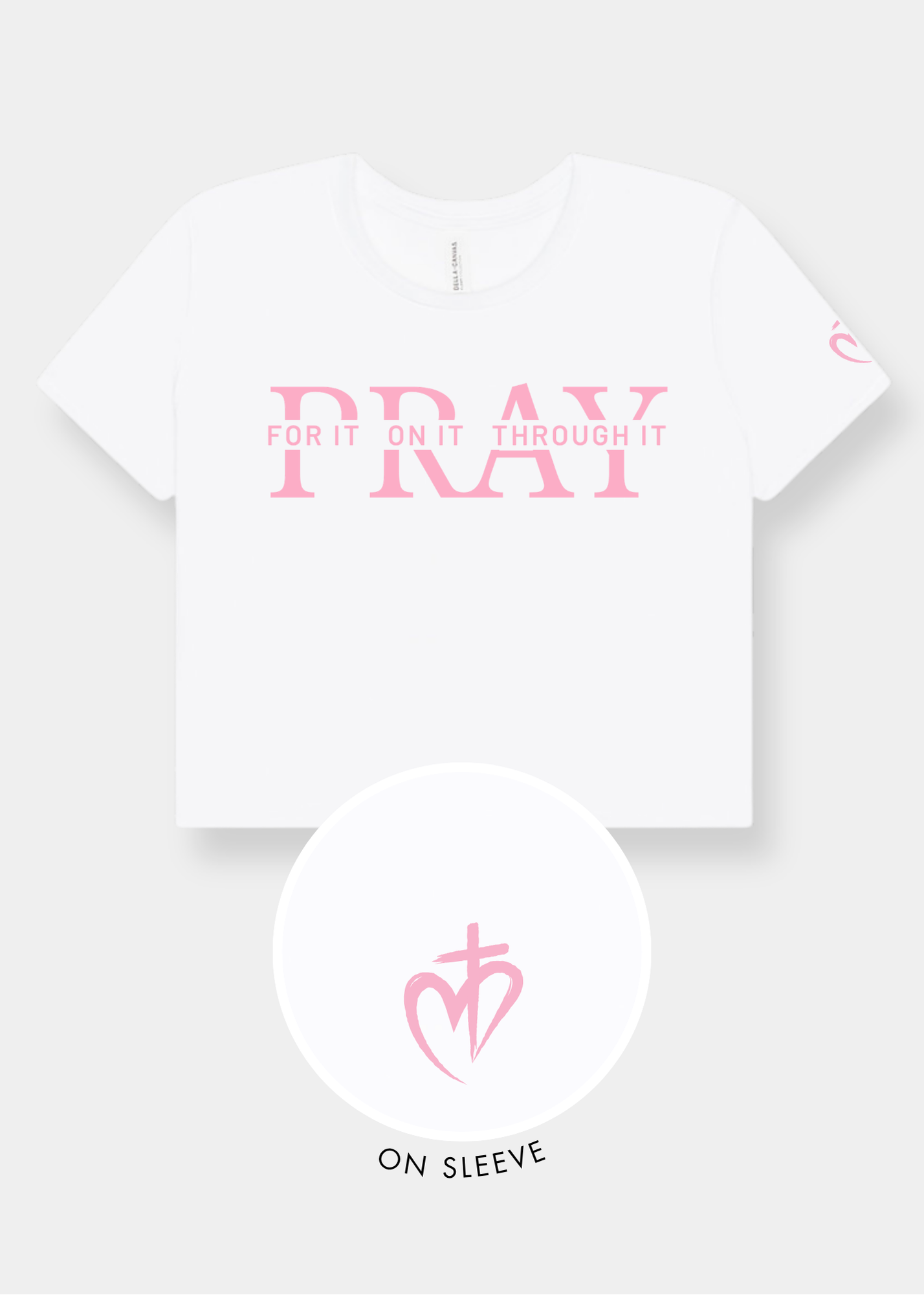 Women's Flowy Cropped Tee - White + Pink Print