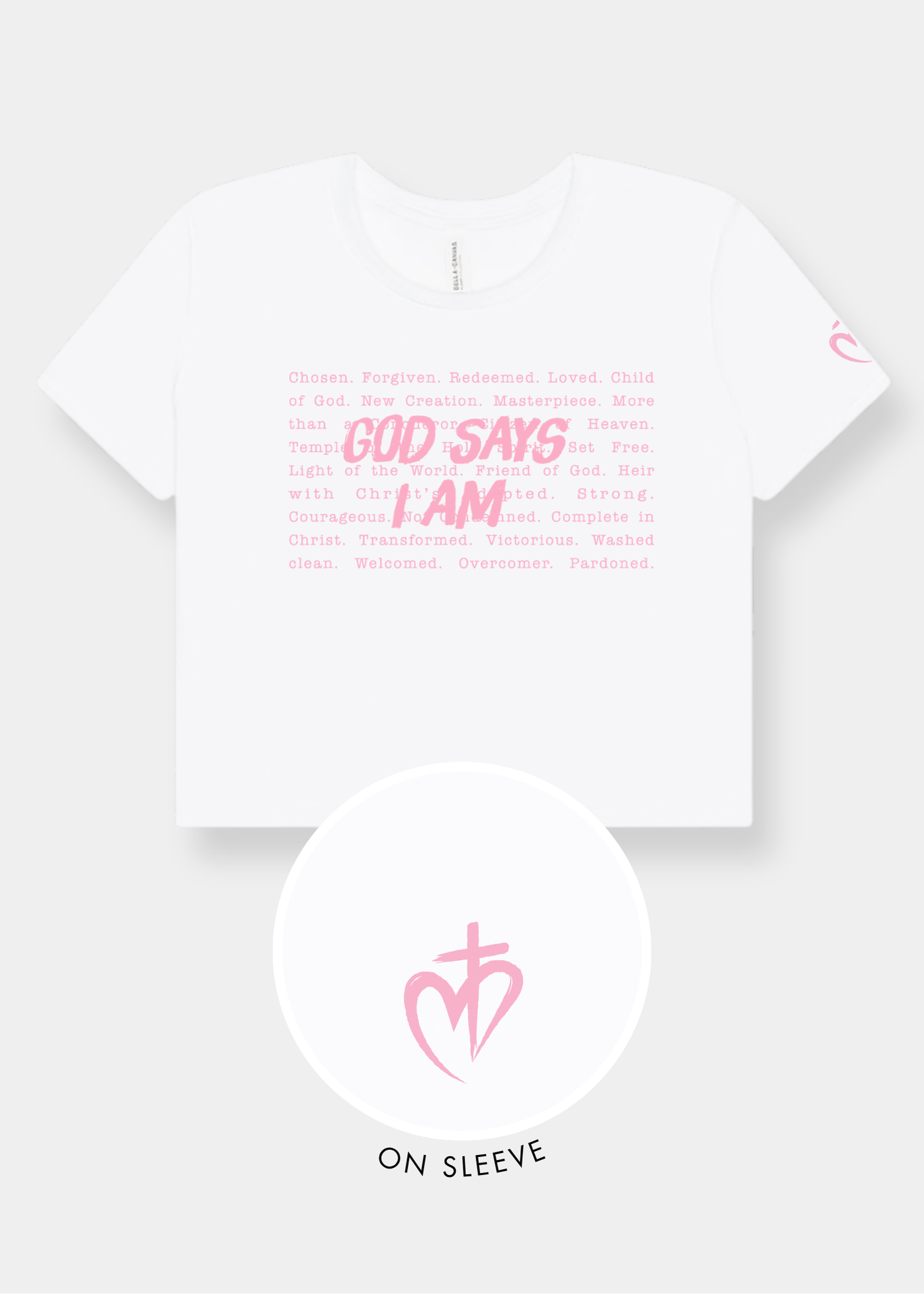 Women's Flowy Cropped Tee - White + Pink Print