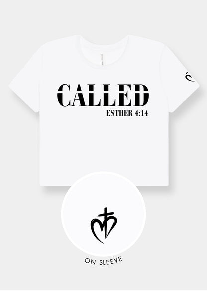 Women's Flowy Cropped Tee - White + Black Print