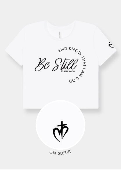 Women's Flowy Cropped Tee - White + Black Print