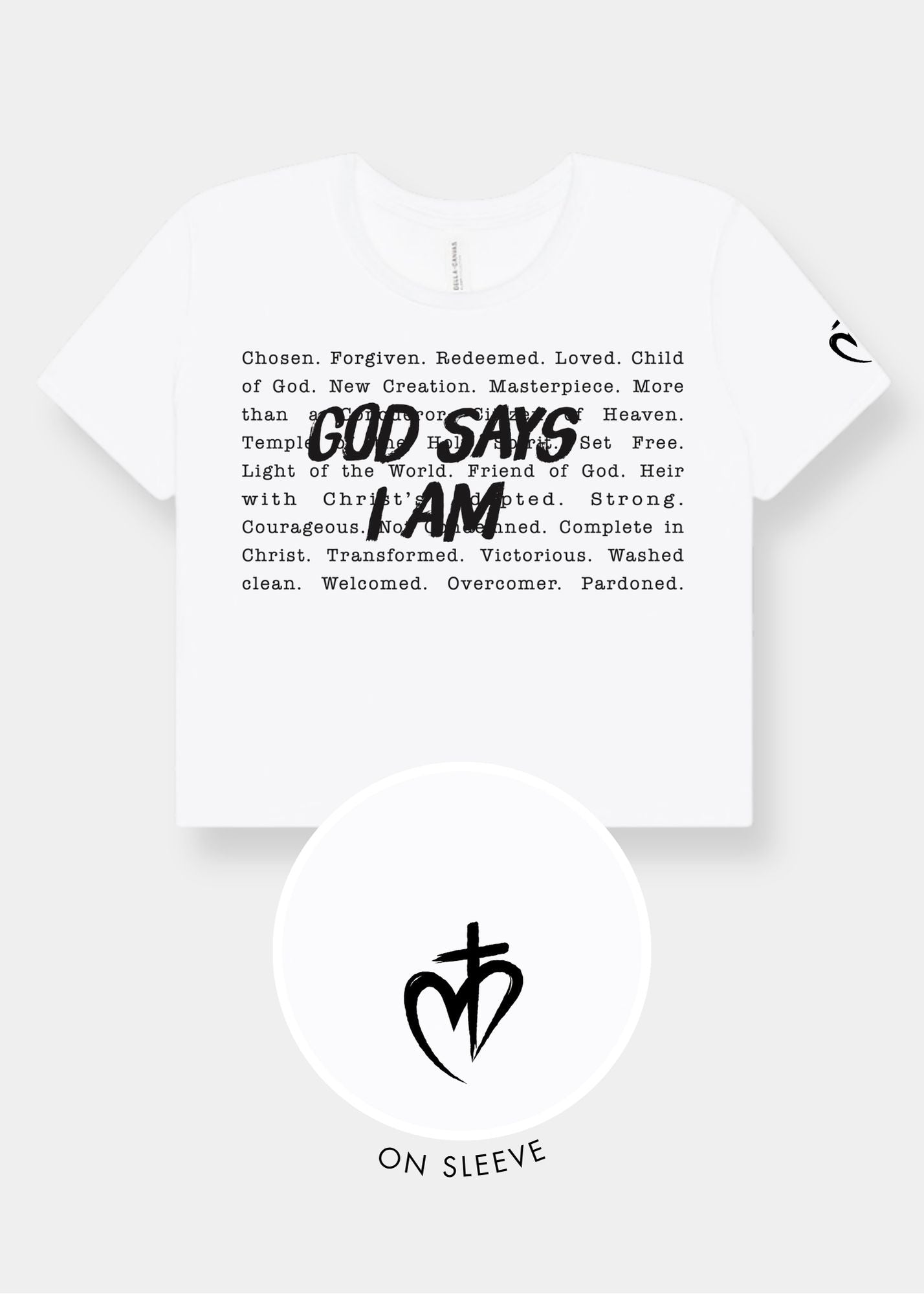 Women's Flowy Cropped Tee - White + Black Print