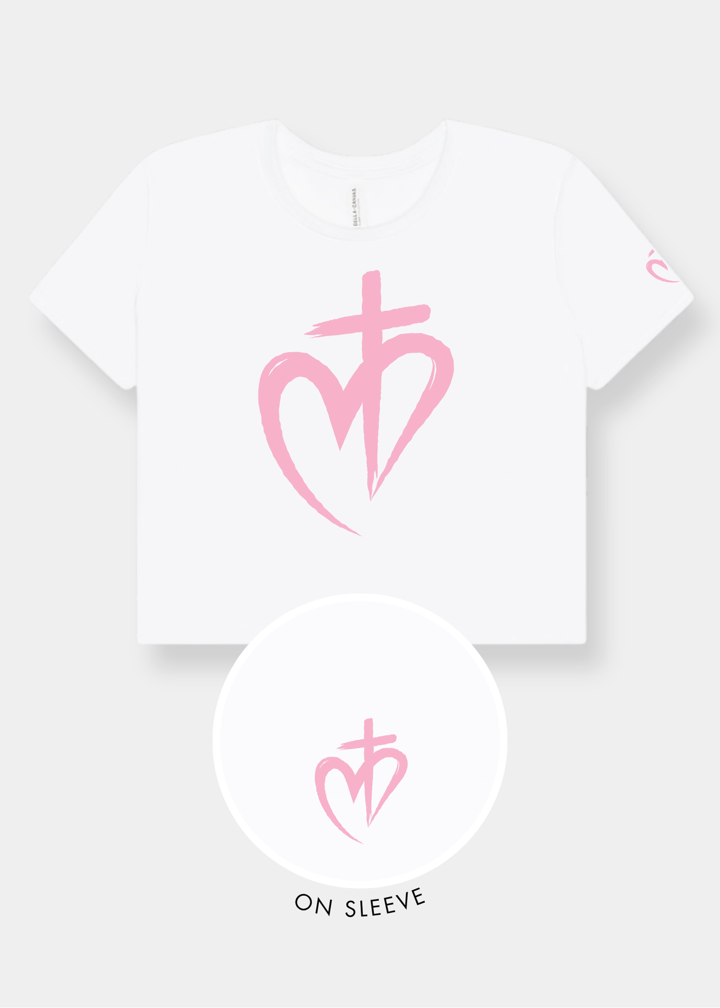 Women's Flowy Cropped Tee - White + Pink Print