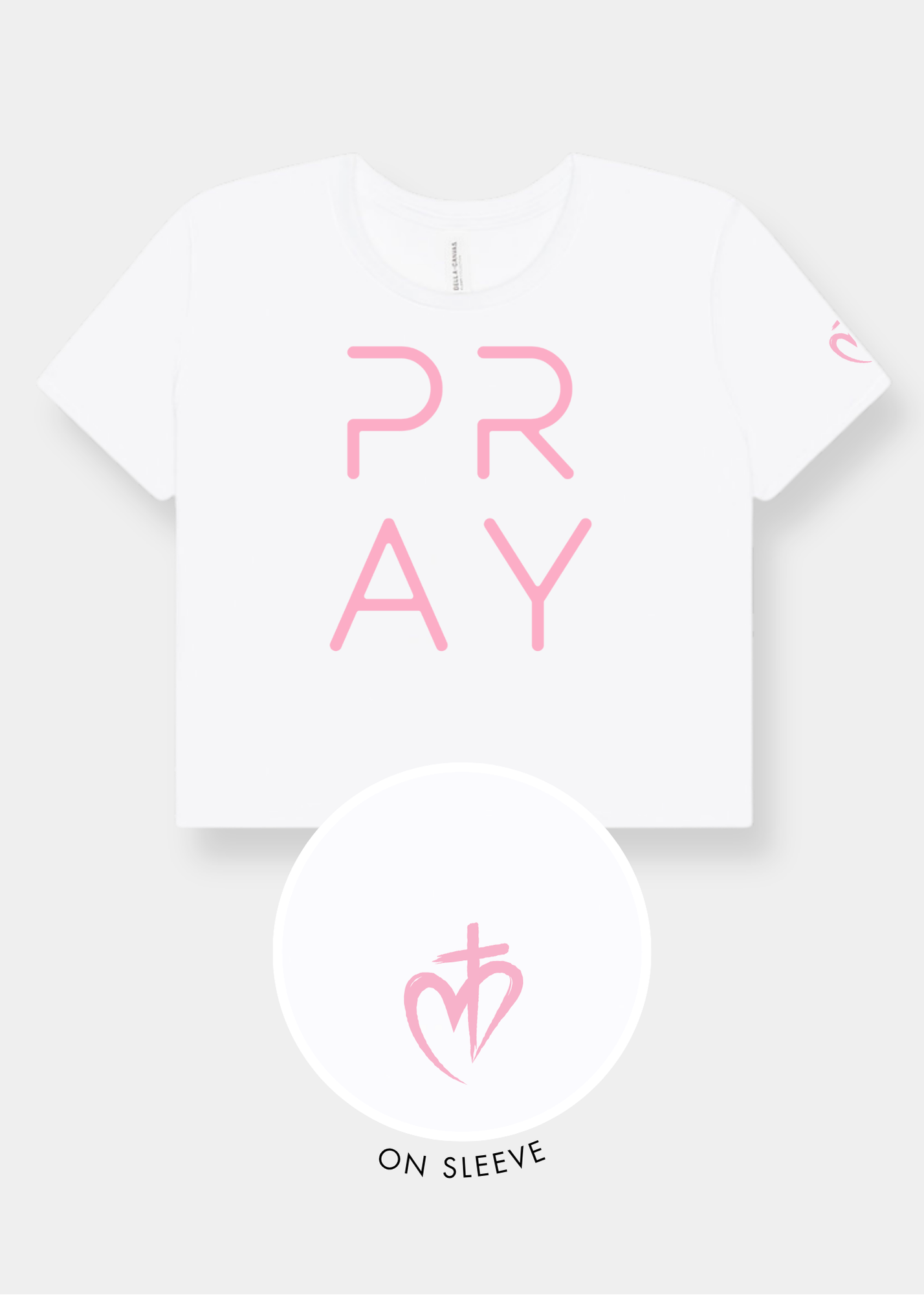 Women's Flowy Cropped Tee - White + Pink Print