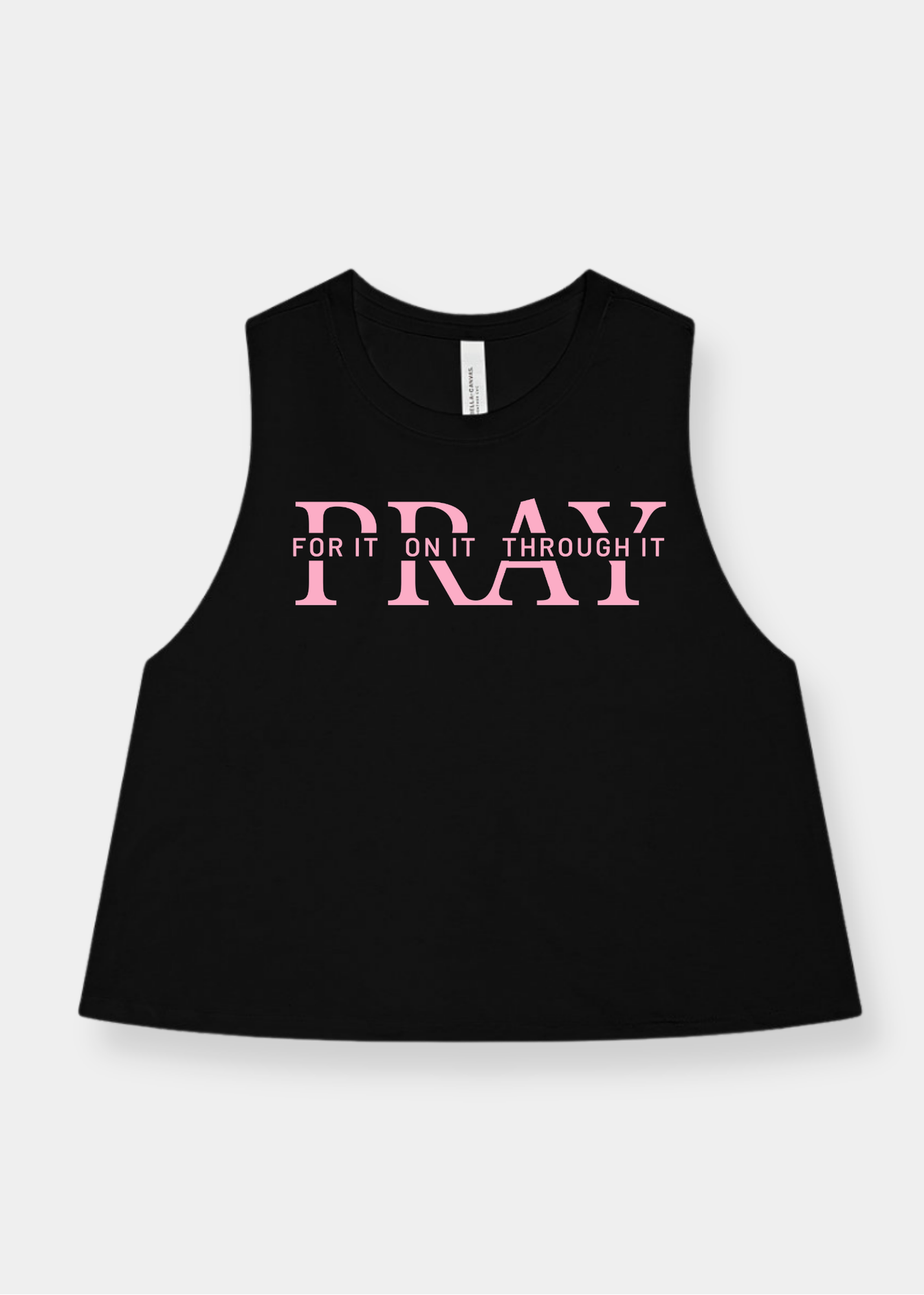 Women's Racerback Cropped Tank - Black + Pink Print