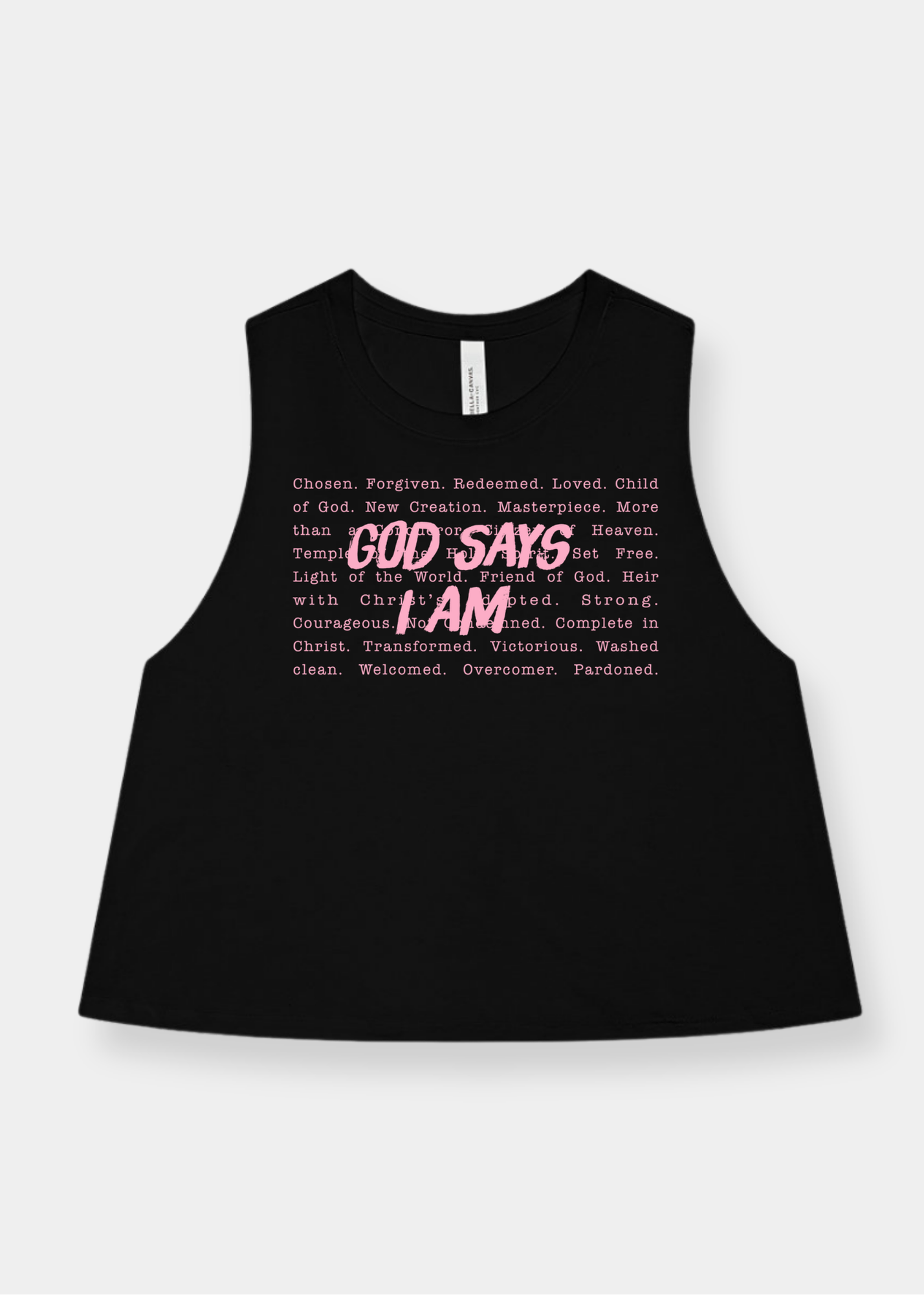 Women's Racerback Cropped Tank - Black + Pink Print