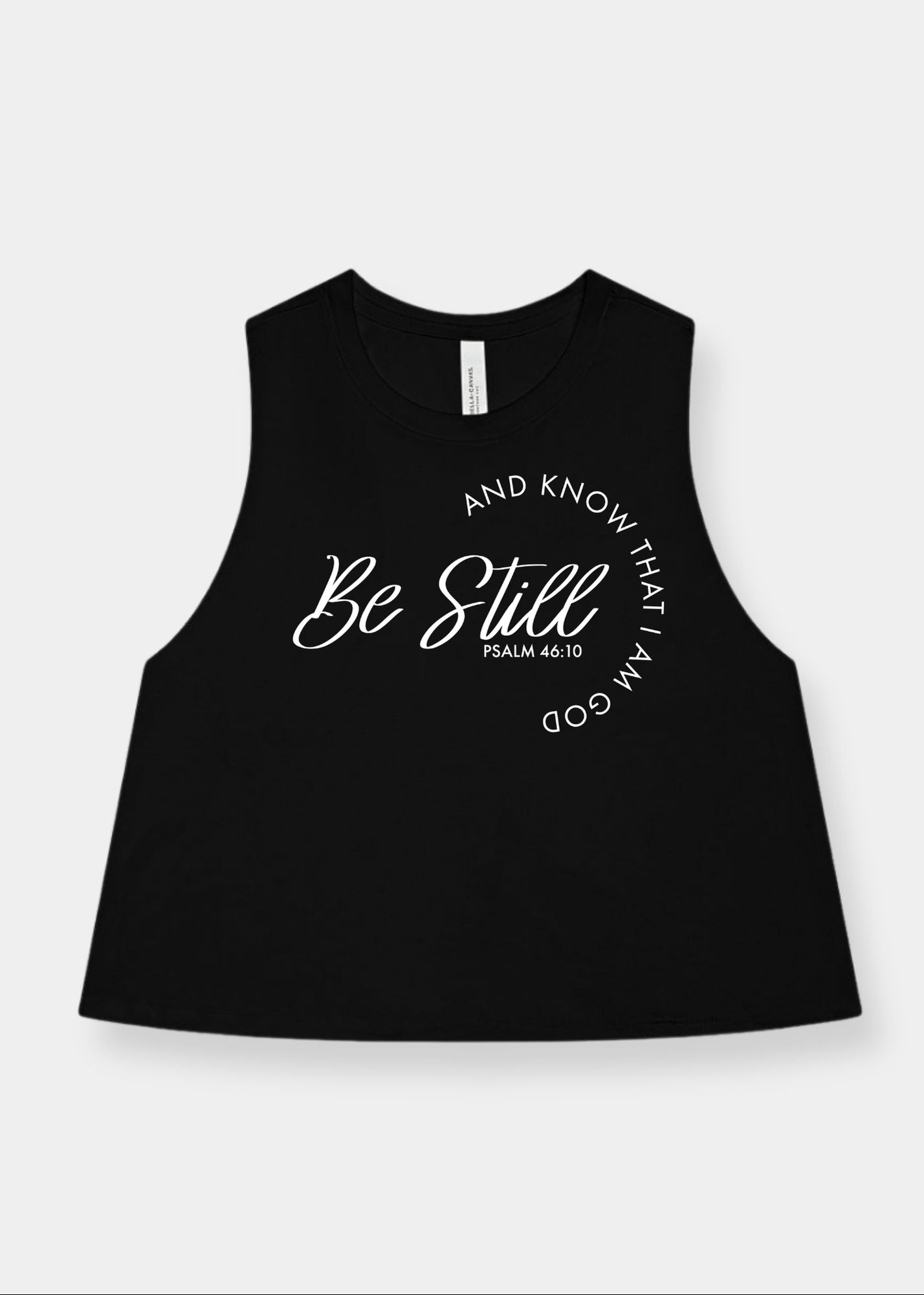 Women's Racerback Cropped Tank - Black + White Print
