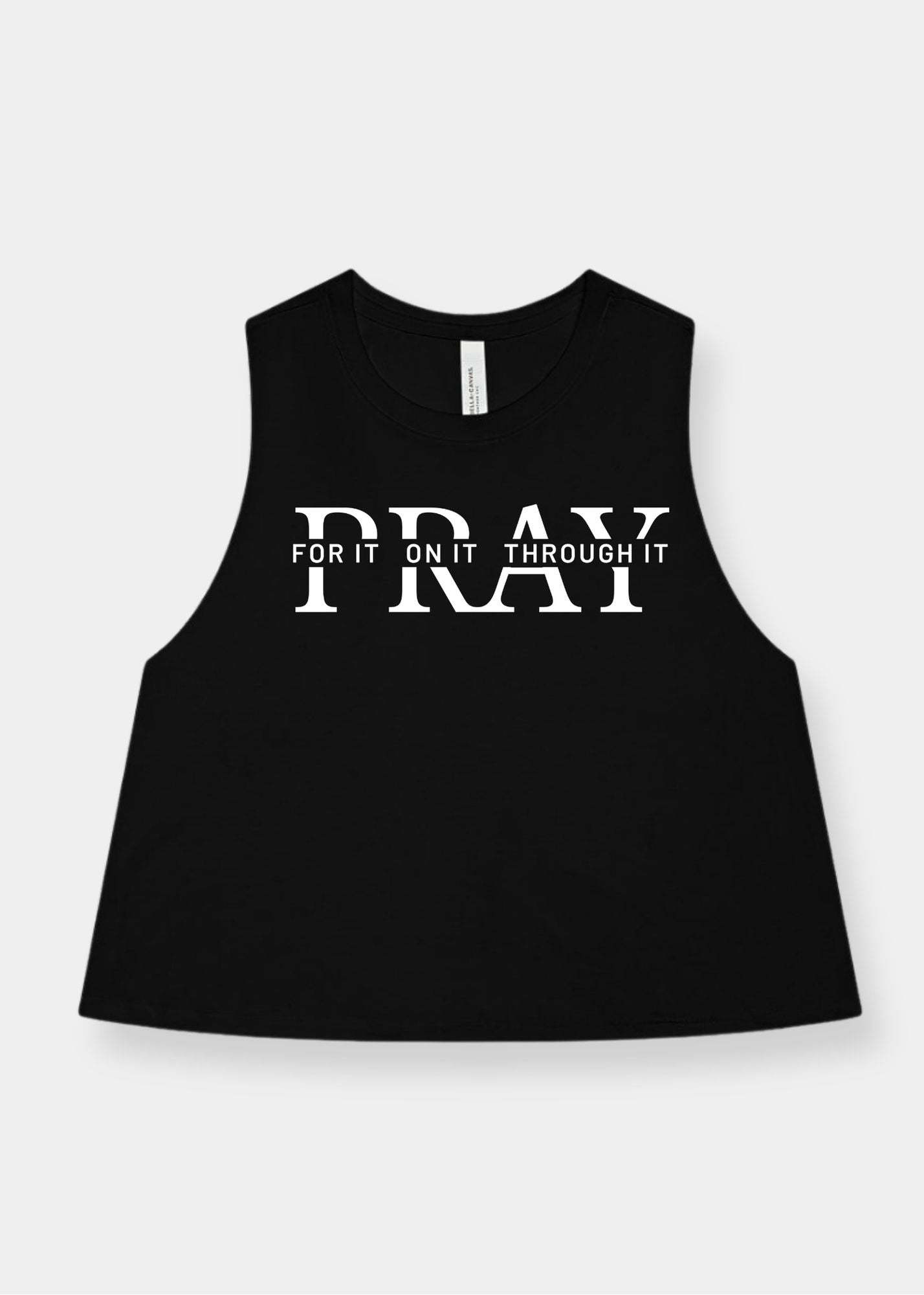 Women's Racerback Cropped Tank - Black + White Print