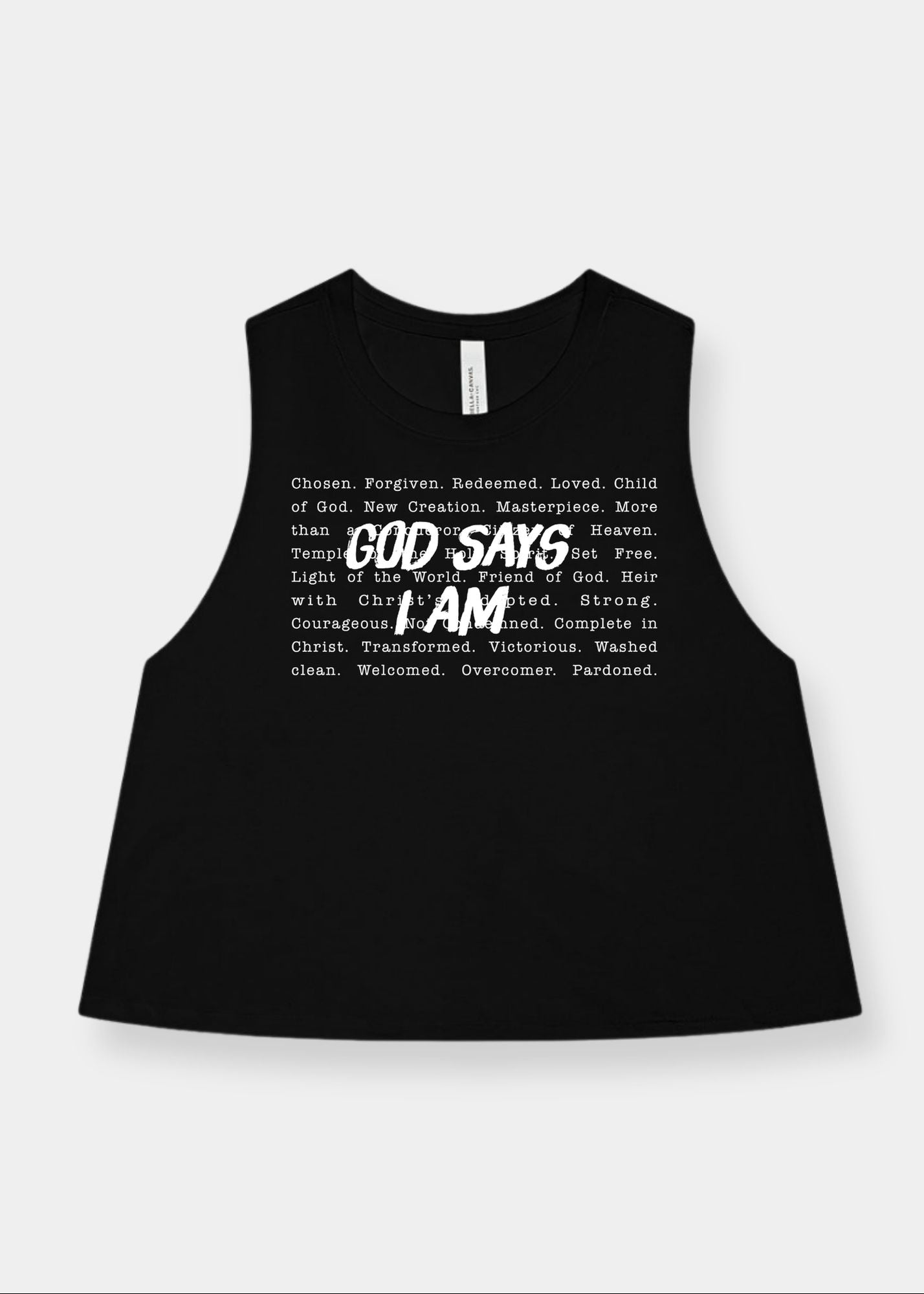 Women's Racerback Cropped Tank - Black + White Print